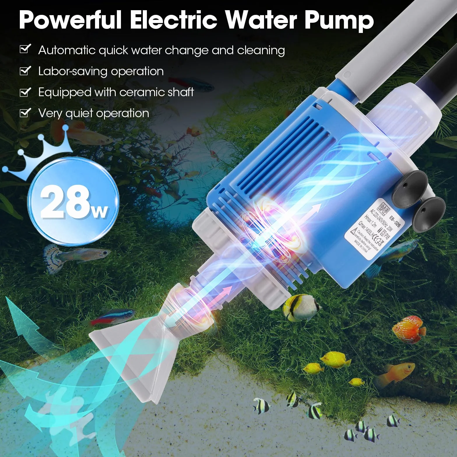 Aspirateur Electrique pour Aquarium 6 en 1 Kit Nettoyage de Gravier Changeur d'eau Laveur de Sable
