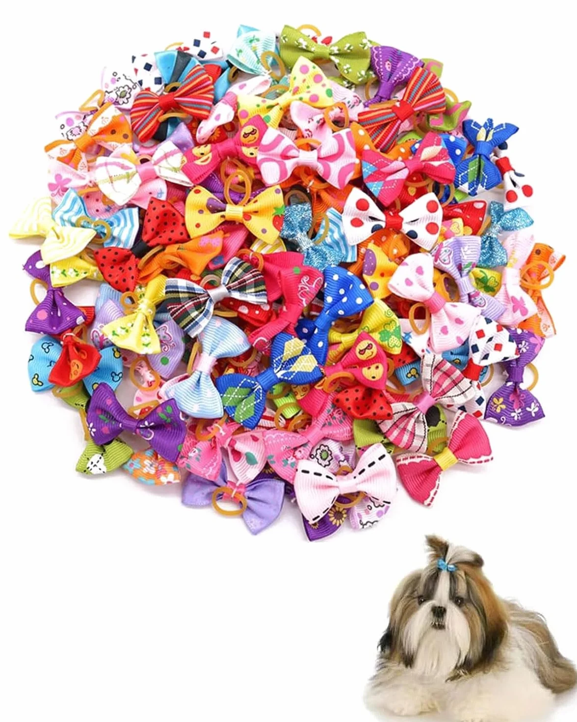 Accessoires pour Cheveux de Chien Arc Coiffe, Corde À Cheveux pour Animaux De Compagnie Bowknot, Bandes de Caoutchouc pour Petits Chiens, Chats