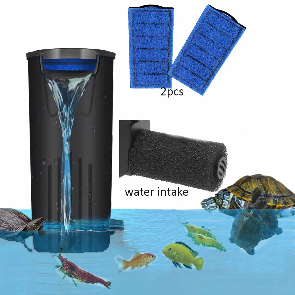 Filtre pour tortue d'aquarium submersible 600 l/h Noir