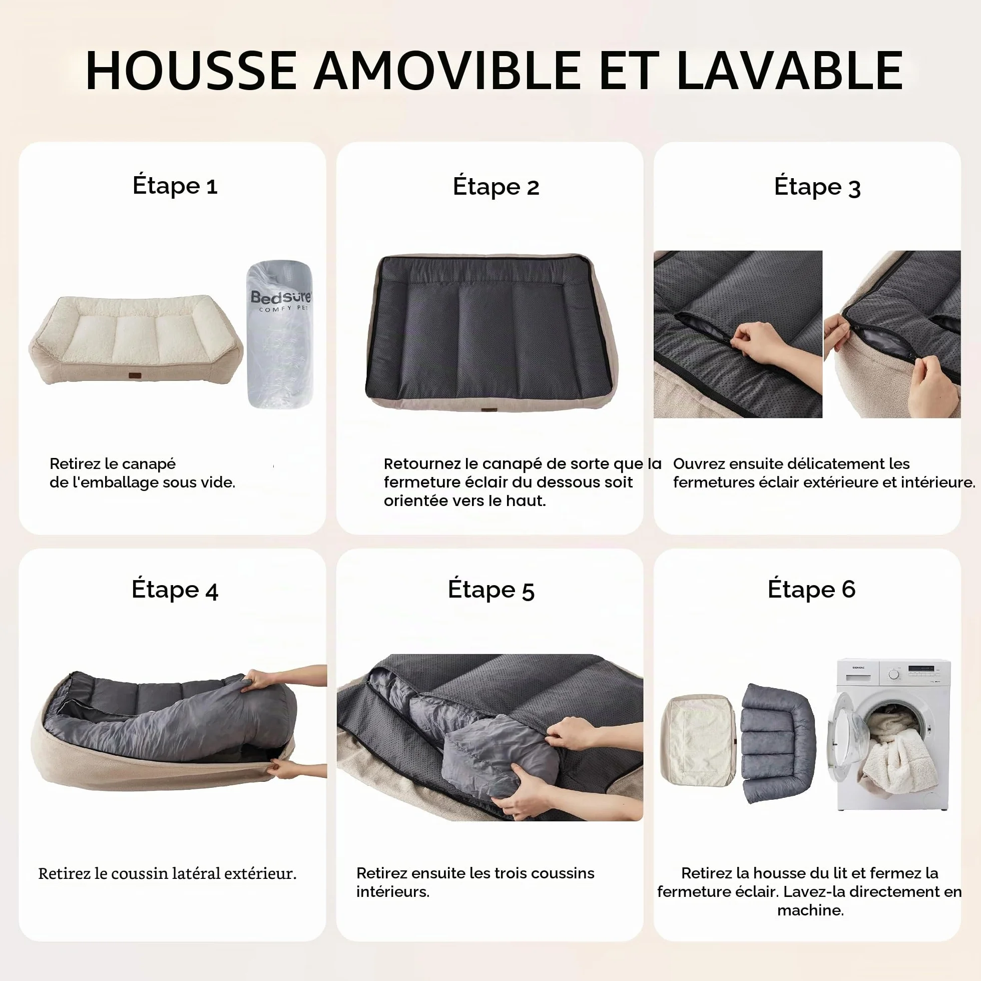 Bedsure Panier Lavable Grands Chiens 106x76cm Sofa pour Chien Extra Épais Housse Imperméable Antidérapant Sherpa Douce Brun