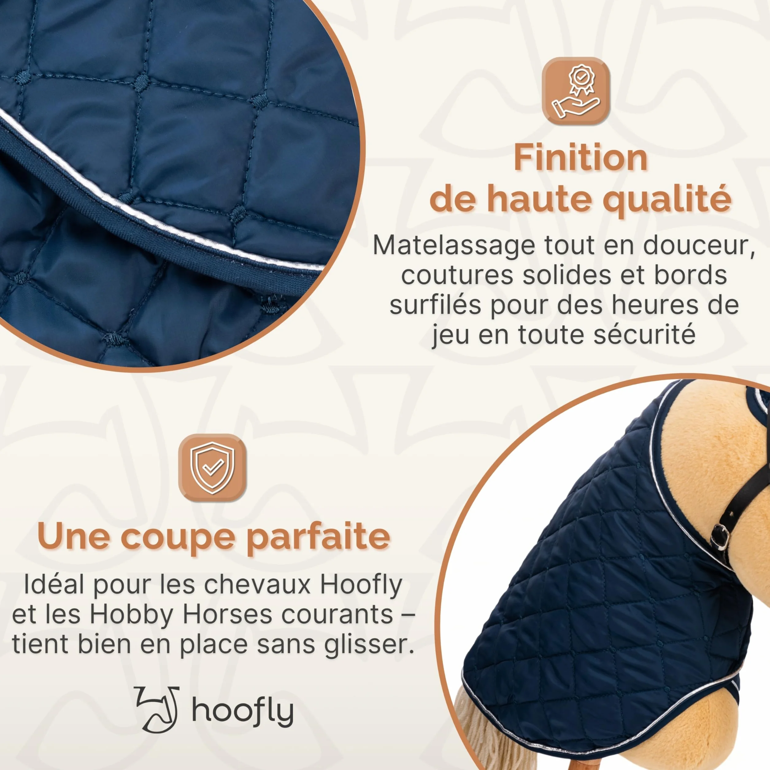 Couverture Hobby Horse bleue douce résistante certifiée TÜV pour jeu entretien entraînement