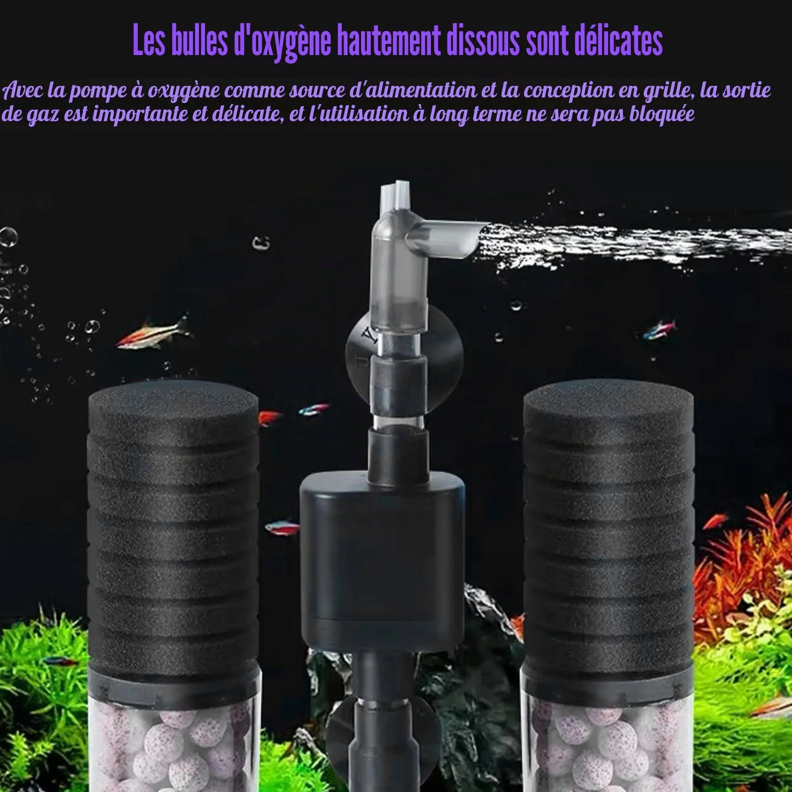 Filtre Éponge d'Aquarium avec Pompe, Filtre Interne, Double Filtre Éponge Réglable pour Aquariums