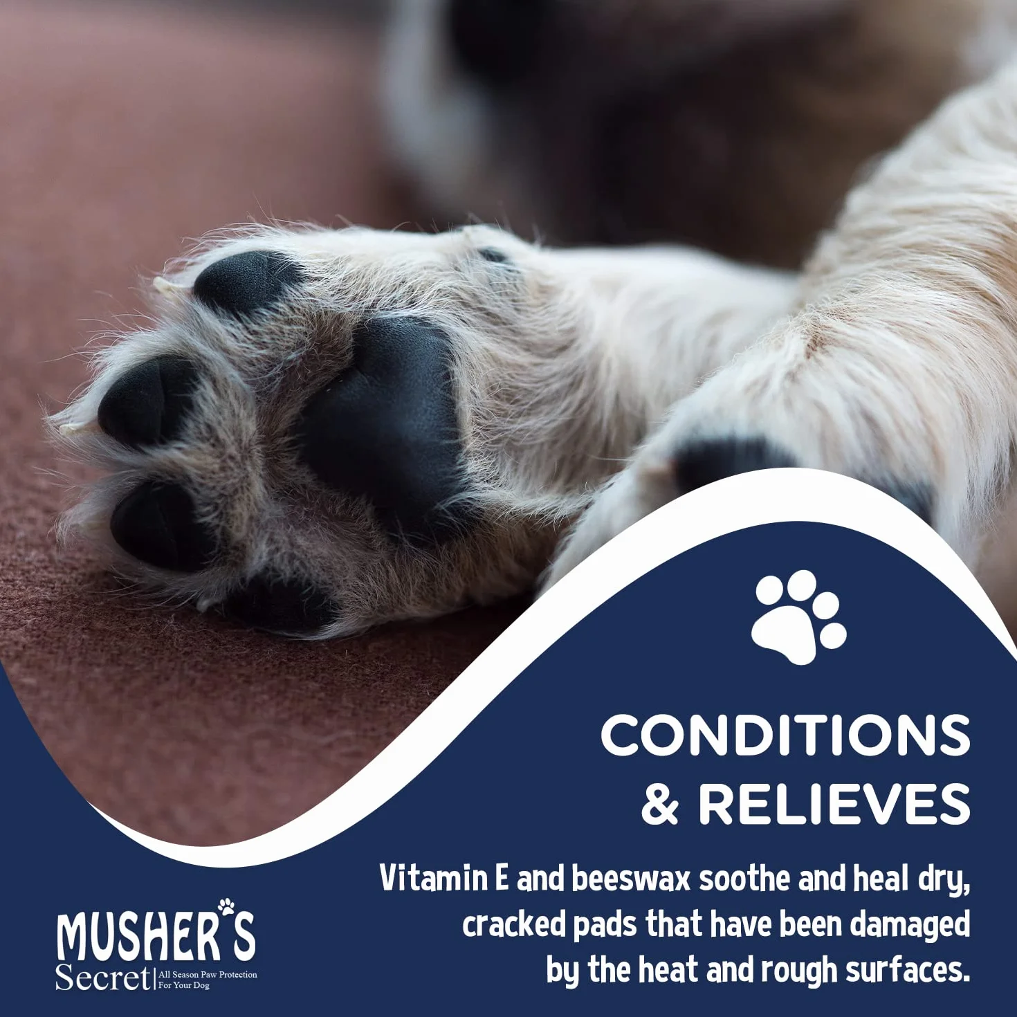 Musher's Secret Baume Coussinets Chien Protection Anti-Sel Neige 200g