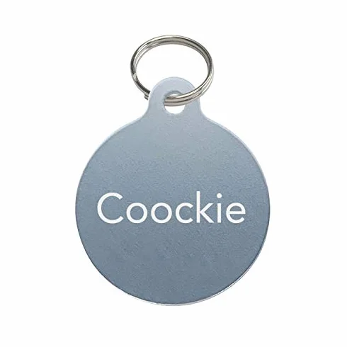 Adzif.biz Le sticker de decoration - Medaille Chat Avec Gravure Personnalisé ROND - Médaillon Chat En Aluminium diamètre 25 mm - Coloris Argent
