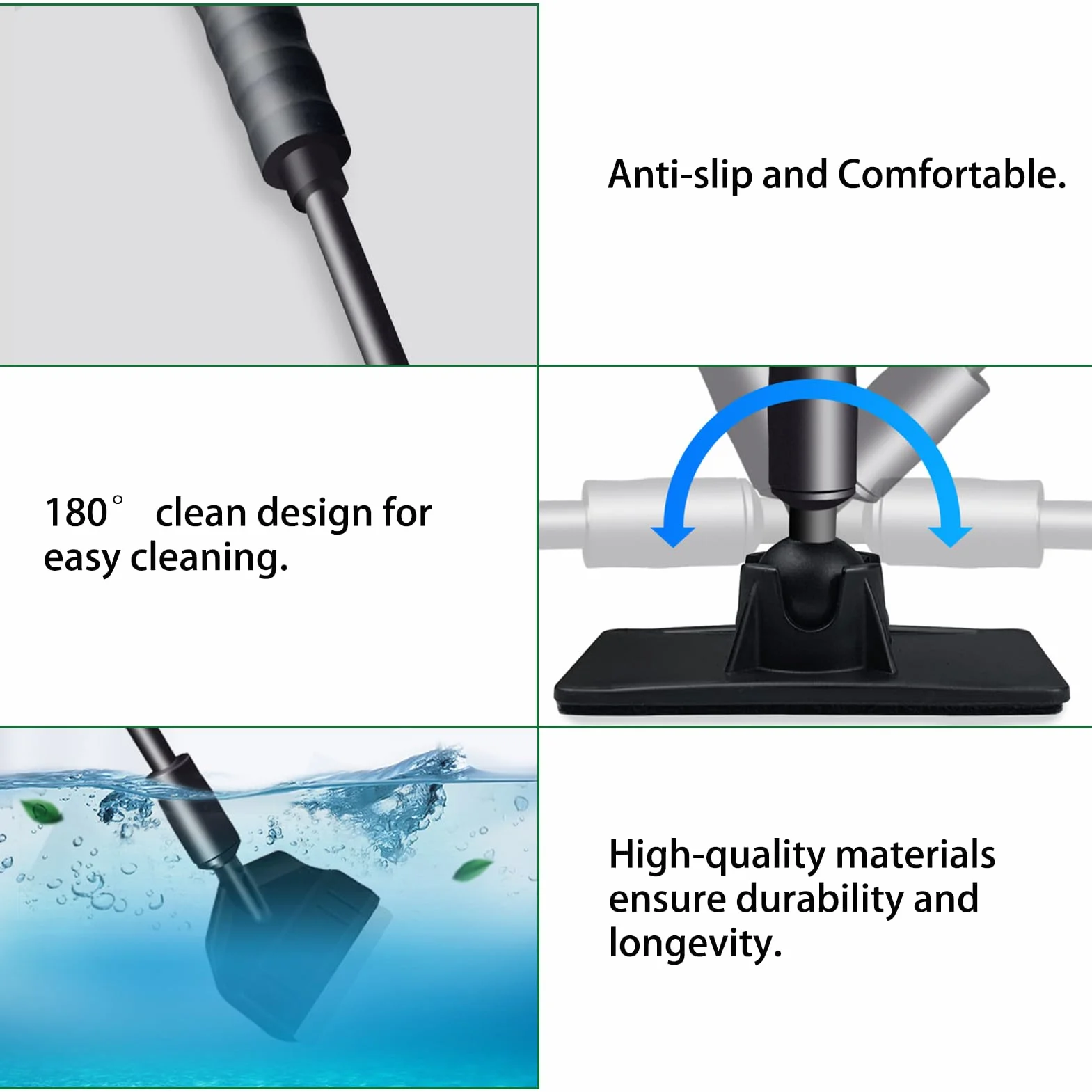 Kit Nettoyage Aquarium 3 en 1 avec Poignée Amovible Grattoir Algues Éponge