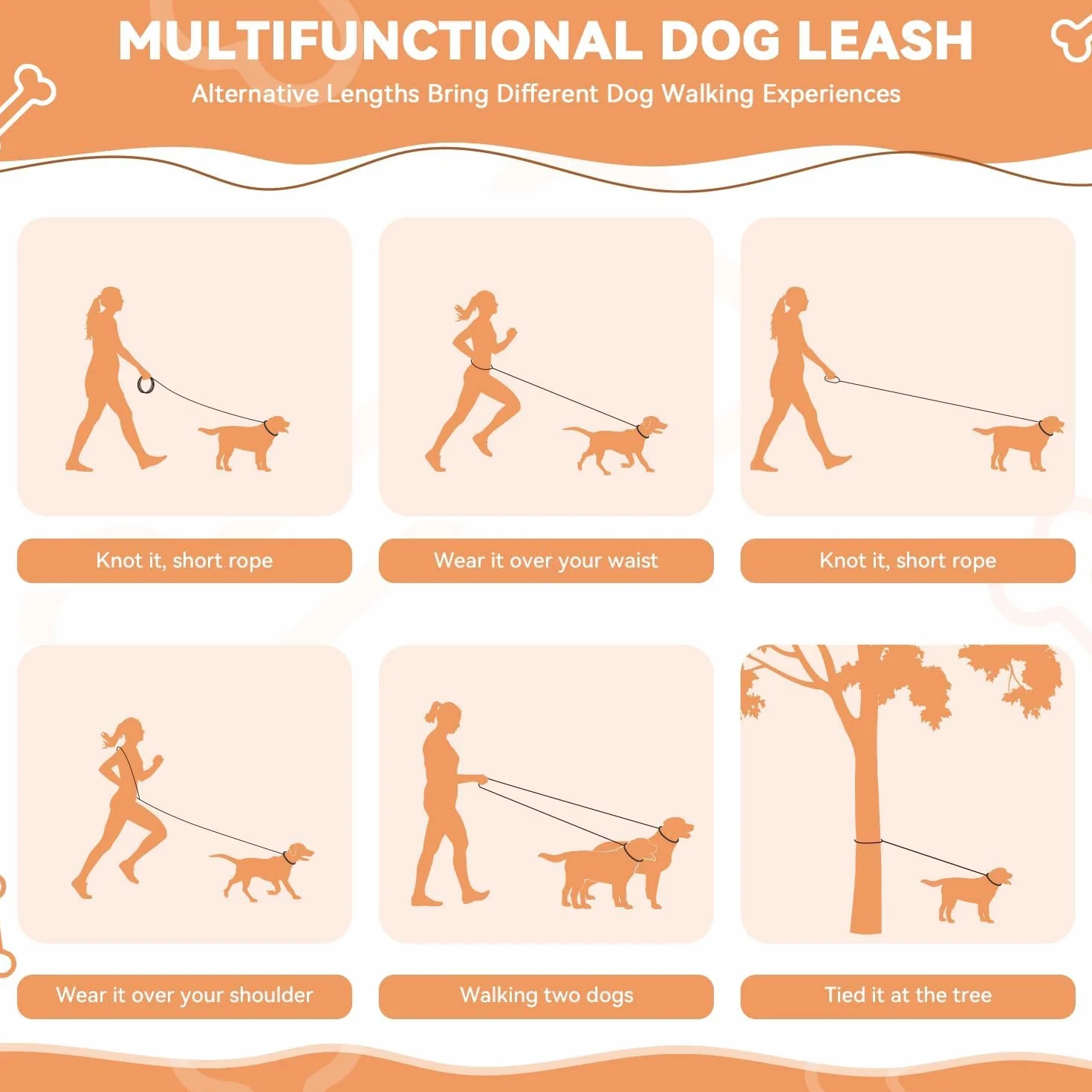 Laisse Réglable 3 m Multifonctionnelle 3 Points Robuste pour 2 Chiens, Longe pour Chien Petite à Grande Taille, Noir
