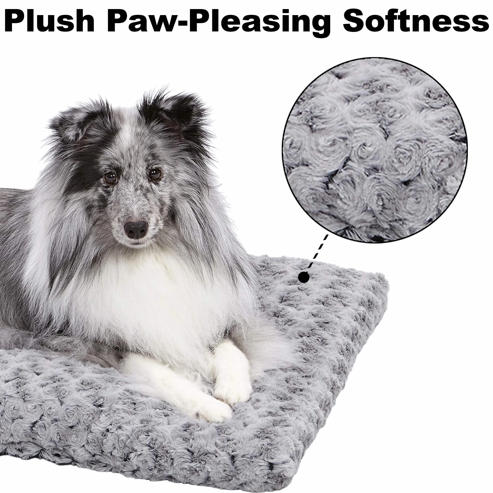 MidWest Homes for Pets Modèle 40624-SGB Lit en peluche 60,9 cm de long pour chiens/chats de race miniature ; motif ondulé ombré ; gris