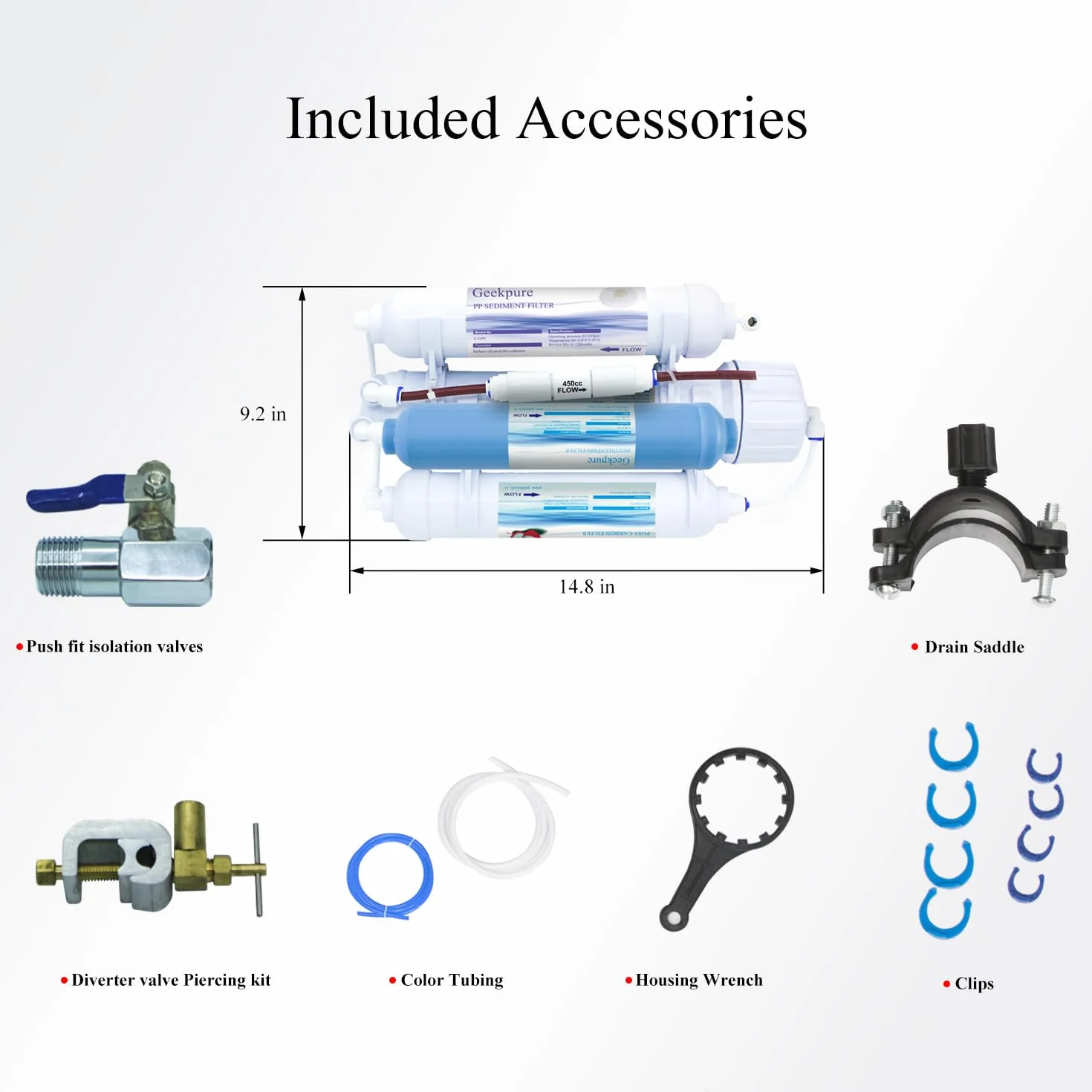 Geekpure Système de filtre à eau osmose inverse 4 étages DI-100GPD pour aquarium