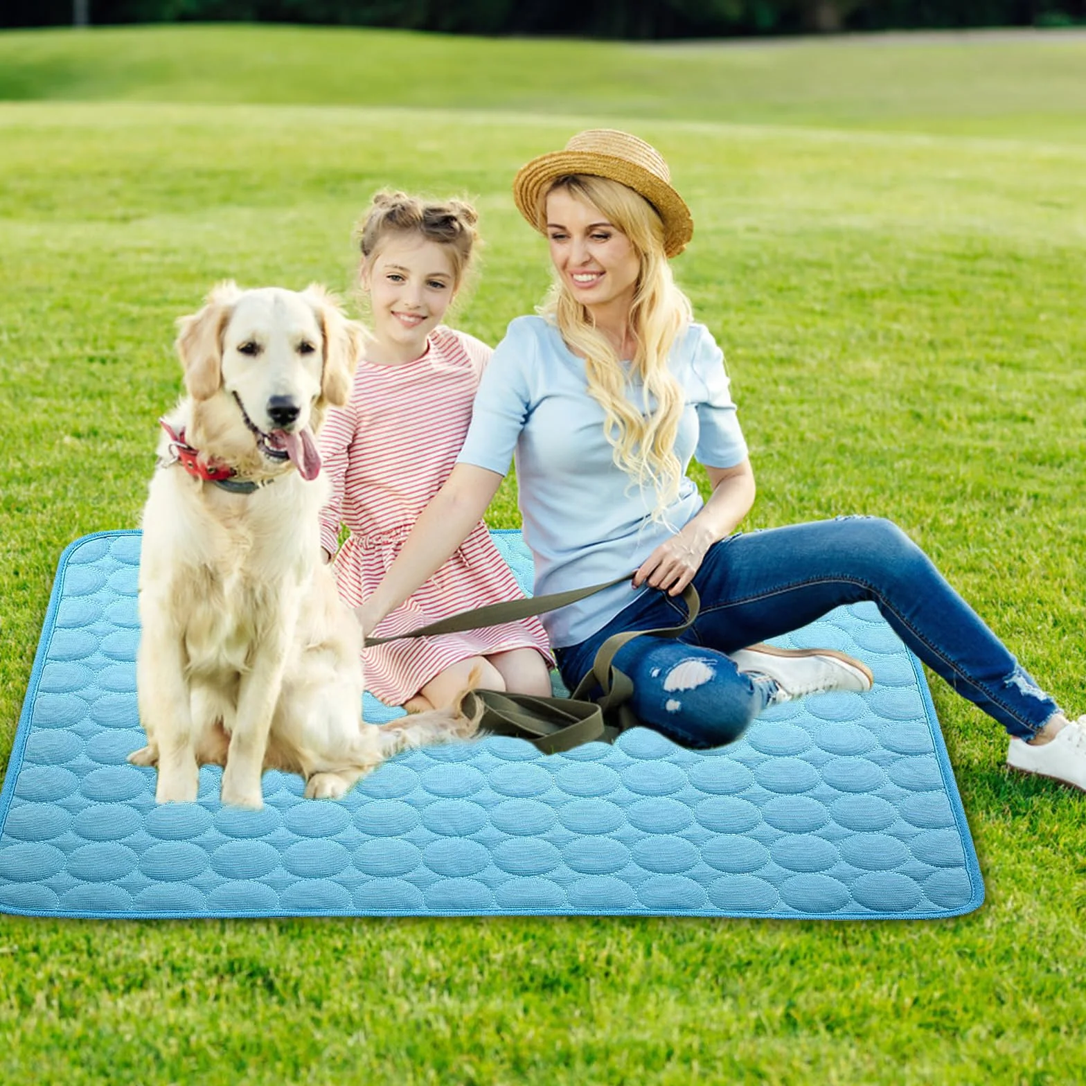 Tapis de Refroidissement pour Chien,Pet Cooling Ice Mat,Cats Dogs Cooling Bed,Tapis de Refroidissement Chien,Tapis Rafraîchissant pour Chiens et Chats Summer Pet Cooling Mat Indoor Outdoor (Bleu L)
