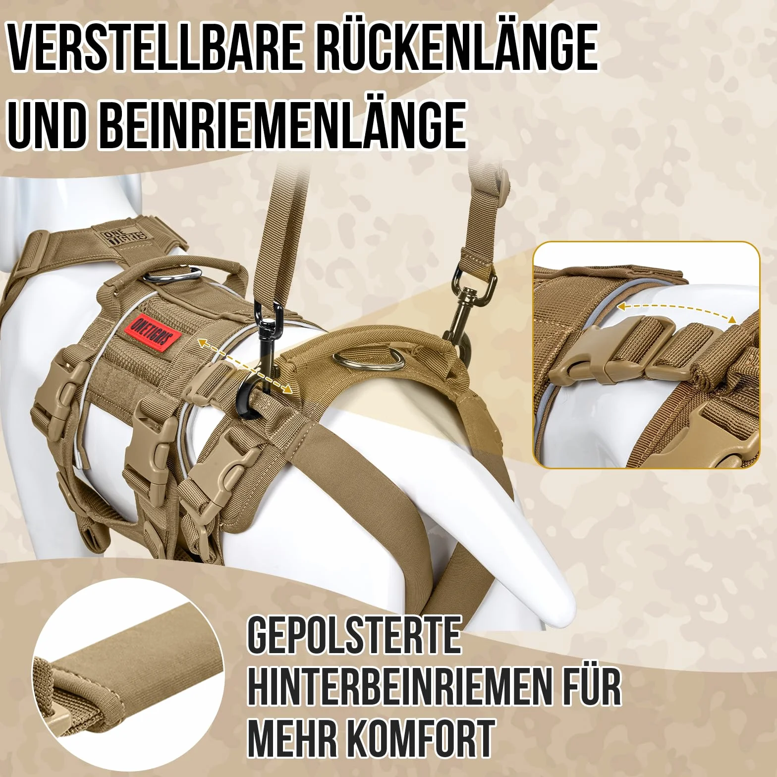 OneTigris SKYEWALKER Harnais pour chien réglable, soutien rééducation, taille moyenne et grande, marron, XL