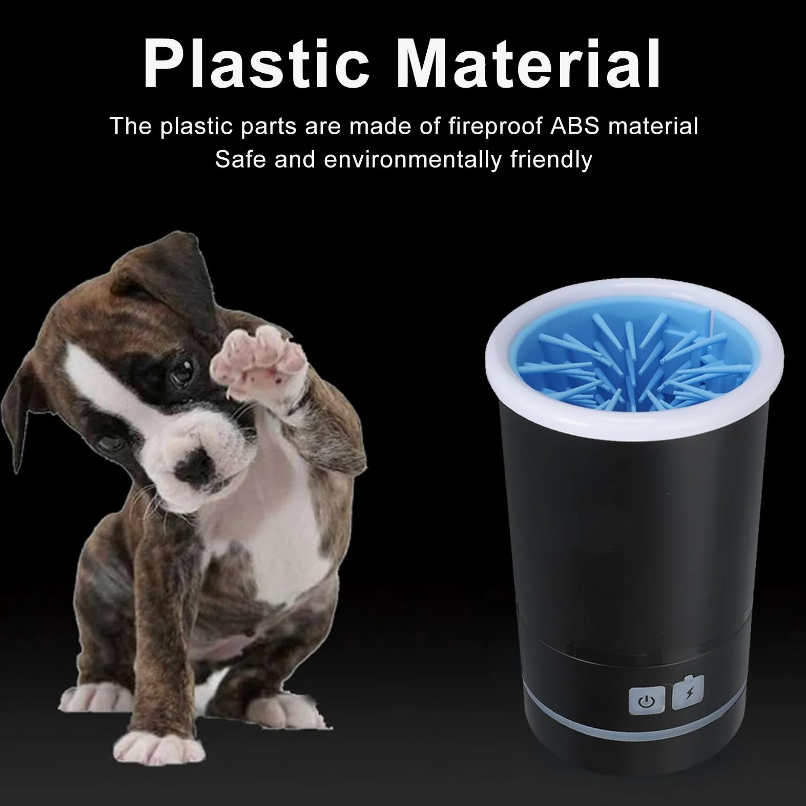 Nettoyeur automatique pour chien, laveuse électrique douce, rechargeable par USB, machine de nettoyage des pattes de chien pour chiens et chats de petite et moyenne taille (noir blanc)