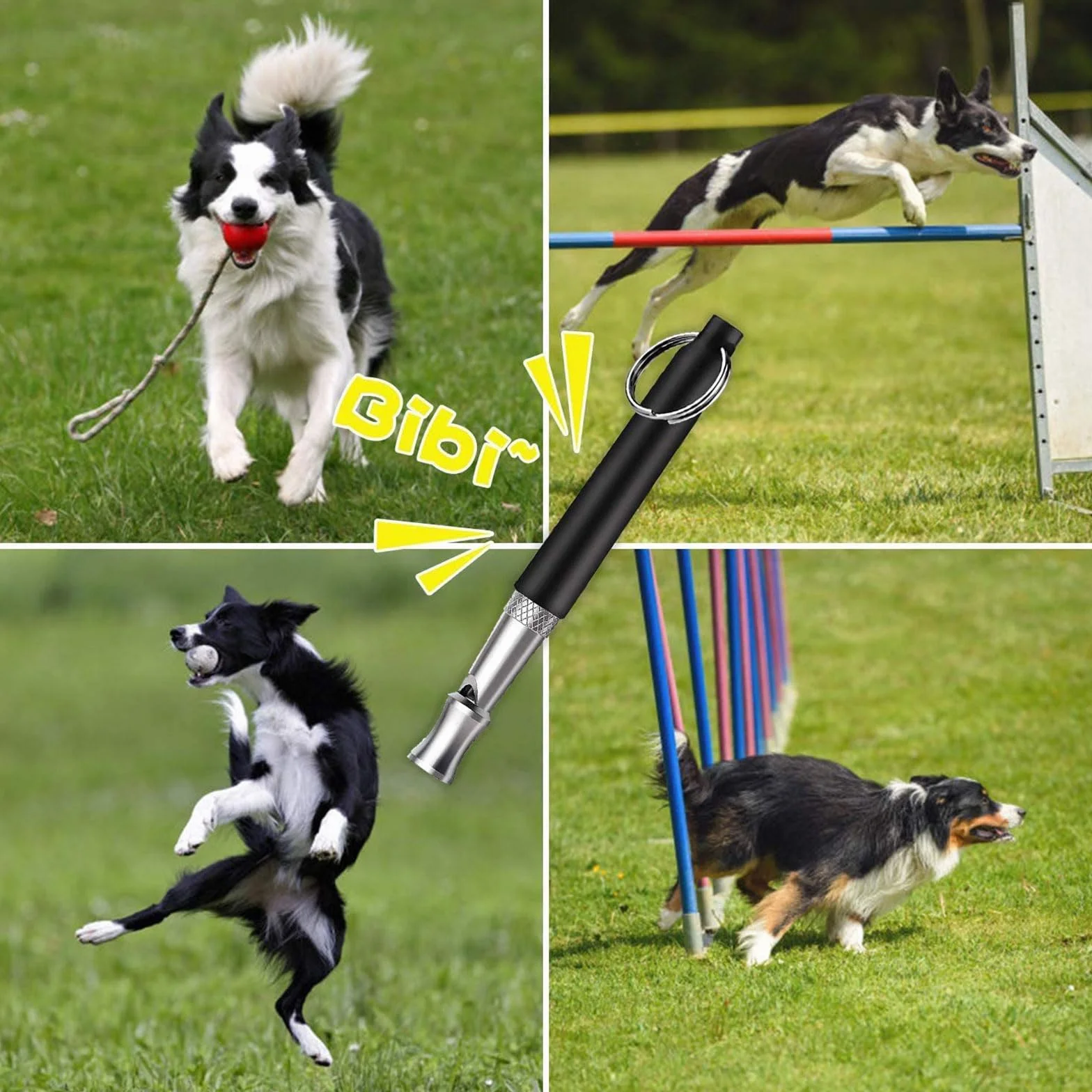 Sifflet pour chien à haute fréquence silencieux - Accessoire anti-aboiement ultrasonique avec cordon - Noir