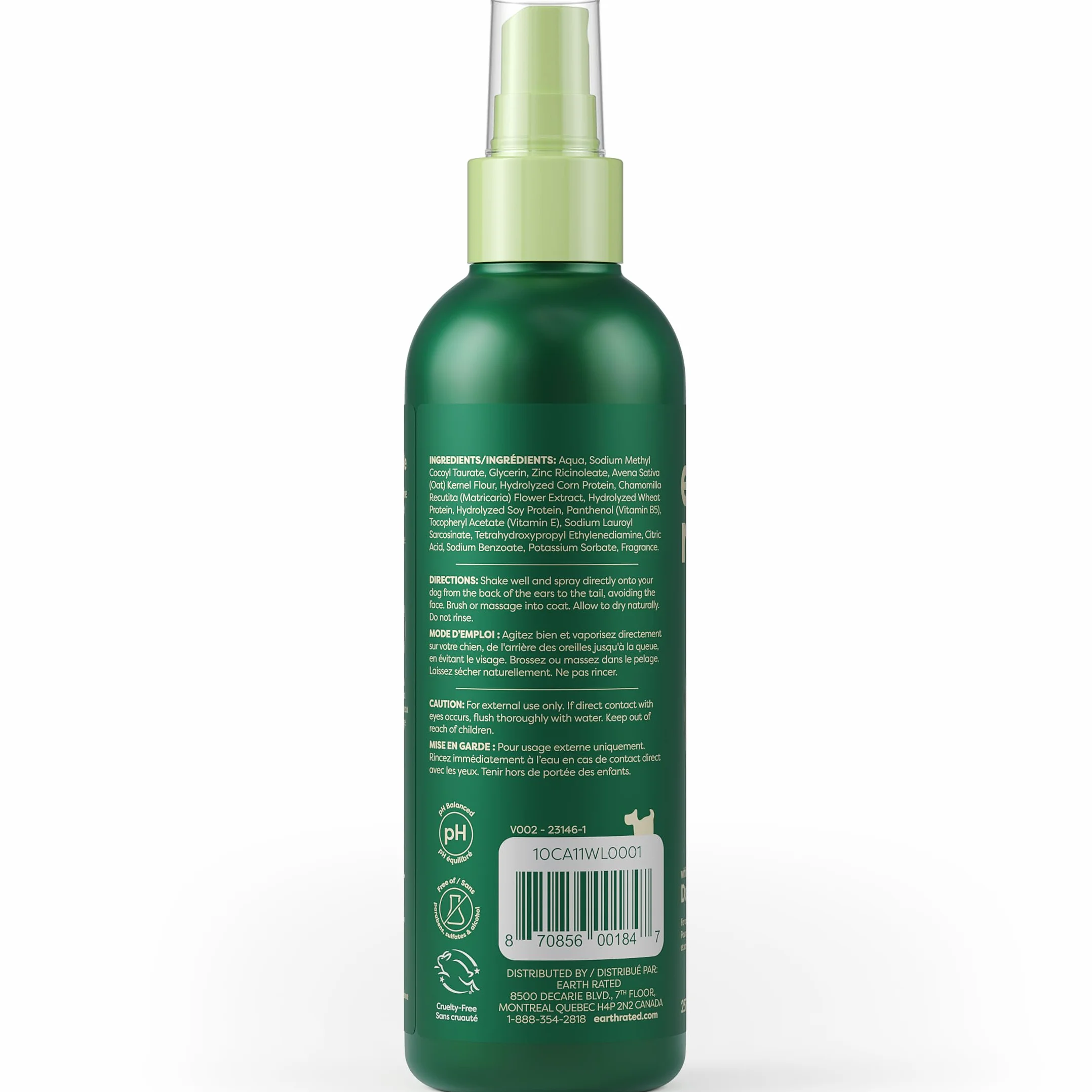 Earth Rated Spray désodorisant pour chien 236,8 g éliminant les odeurs tous types de pelage parfum thé blanc basilic