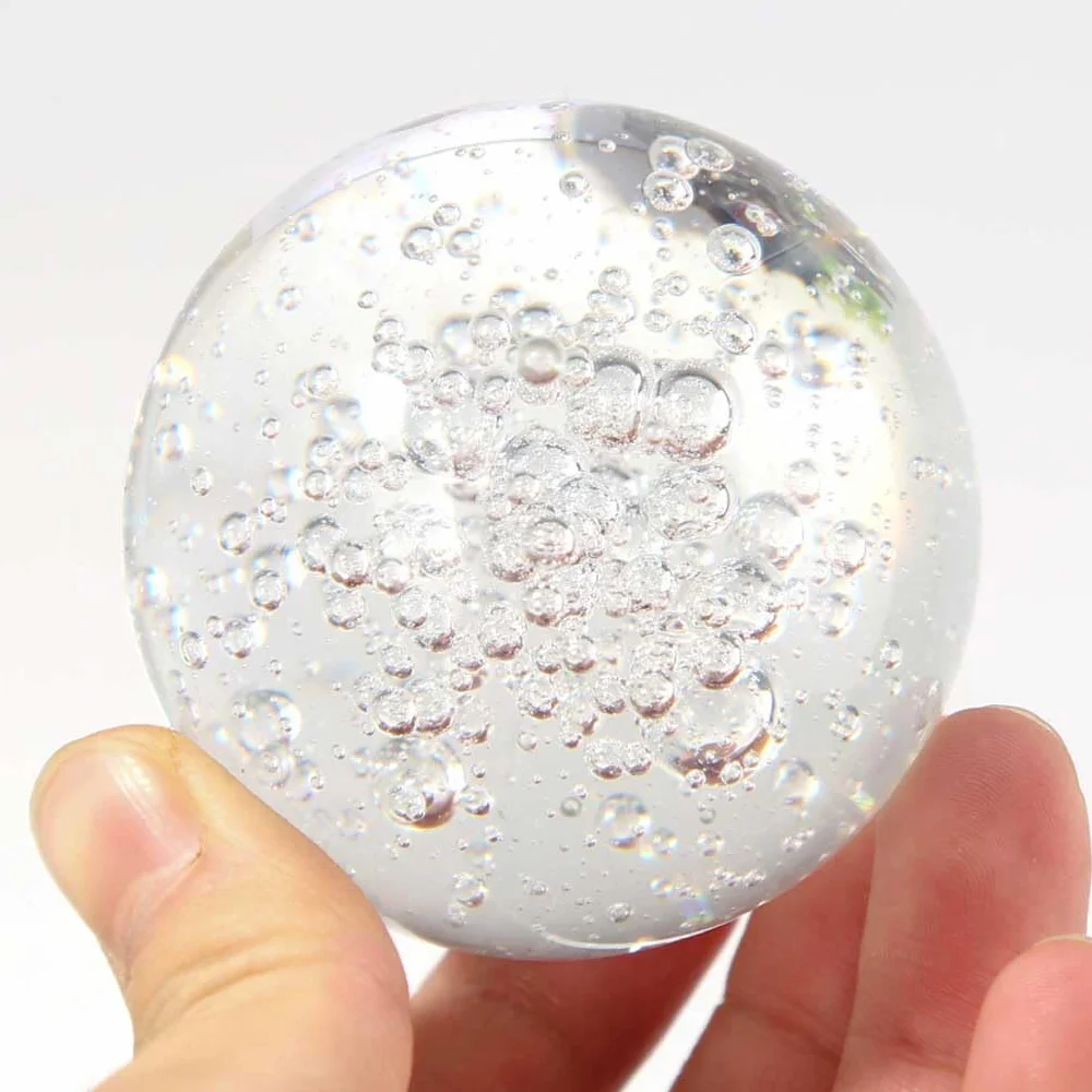 Boule de cristal transparent craquelé 3 cm pour décoration fontaine à eau aquarium
