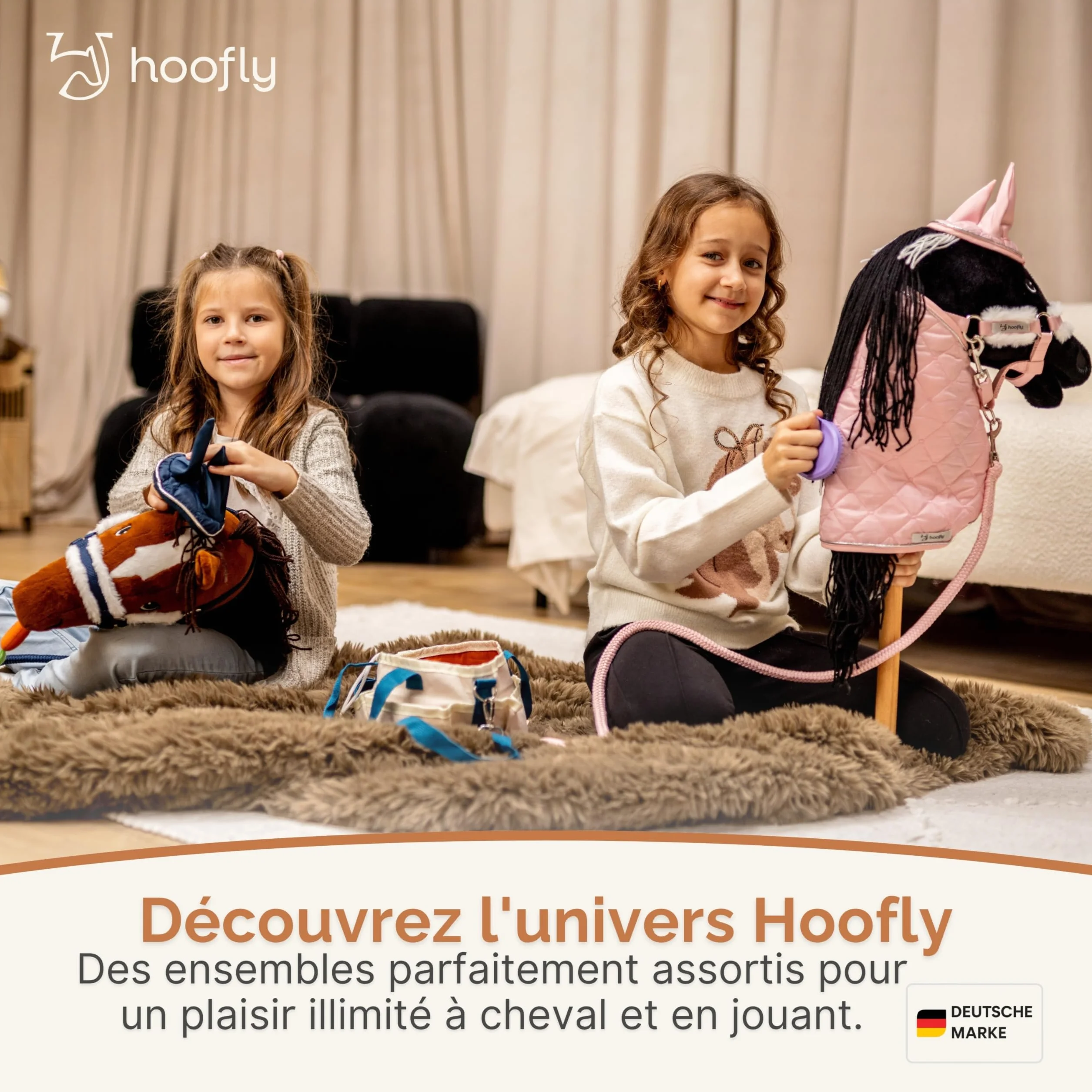 Couverture Hobby Horse bleue douce résistante certifiée TÜV pour jeu entretien entraînement