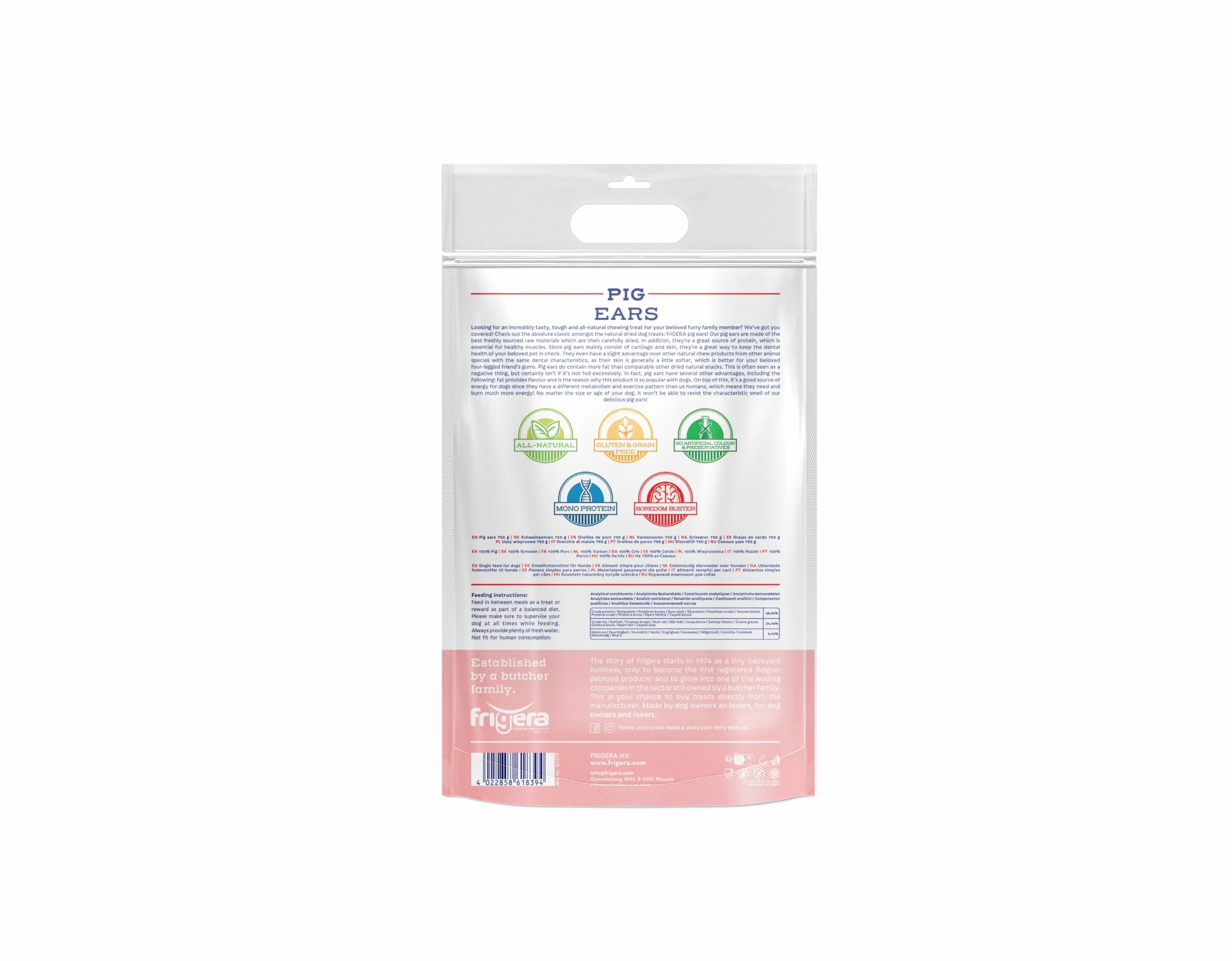 Frigera Oreilles de Porc 750g Friandises Naturelles pour Chiens Riches en protéines