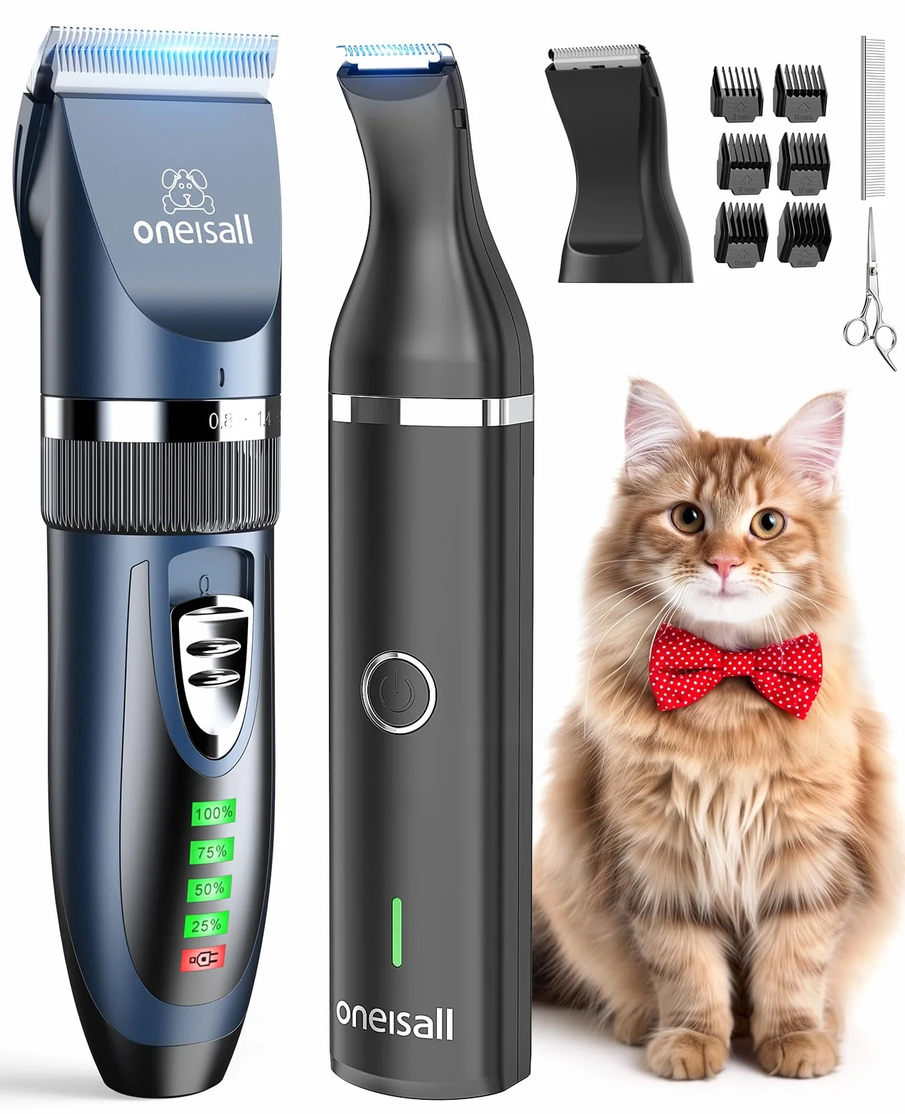 Oneisall Tondeuse pour chien 2 en 1 sans fil faible bruit toilettage pattes