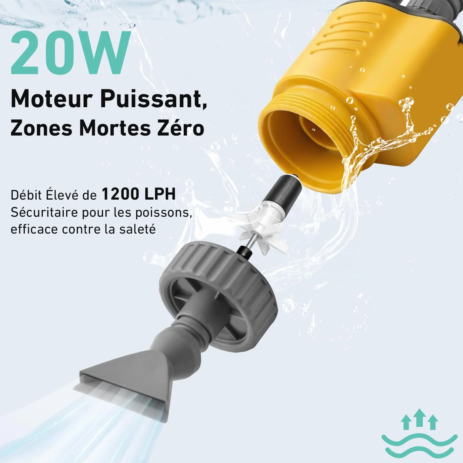Aspirateur Électrique Aquarium 1200LPH Nettoyage Gravier 20W Amovible