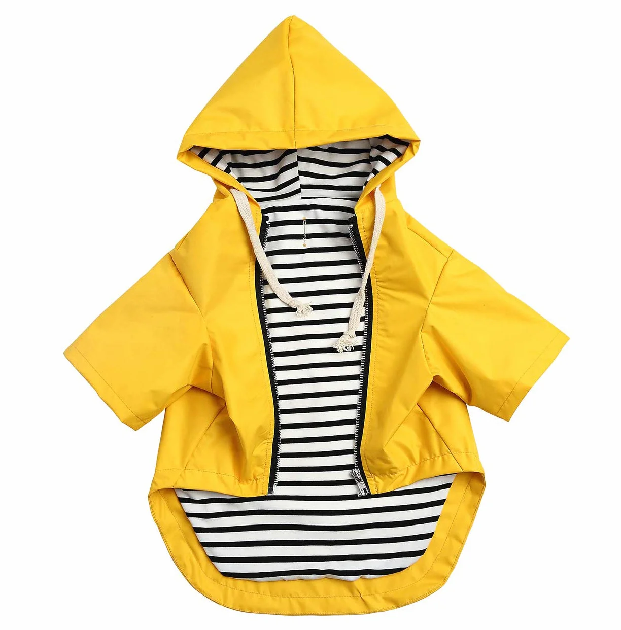 Pethiy-Capuche Manteaux imperméables pour Chiens, Chien Manteau de Pluie avec Fermeture éclair e Poches, Imperméable vêtements de Chien avec Cordon réglable,pour Chiot Petite Moyenne Chien-Jaune-S