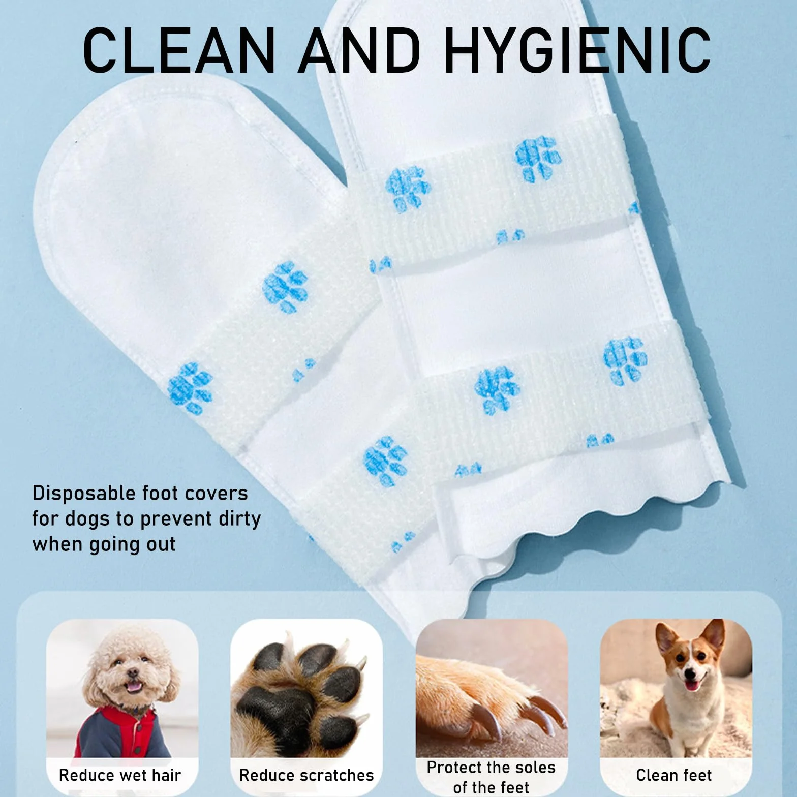 Chaussettes Jetables pour Chiens 60 Pièces, Chaussures Antidérapant, Bottes Imperméables Protection Pattes
