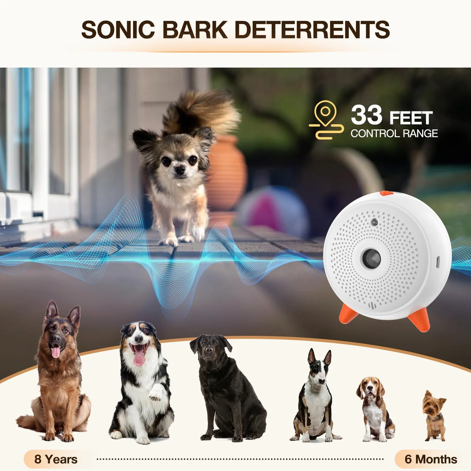 Anti Aboiement Chien Ultrason Automatique Boitier Rechargeable étanche 33ft