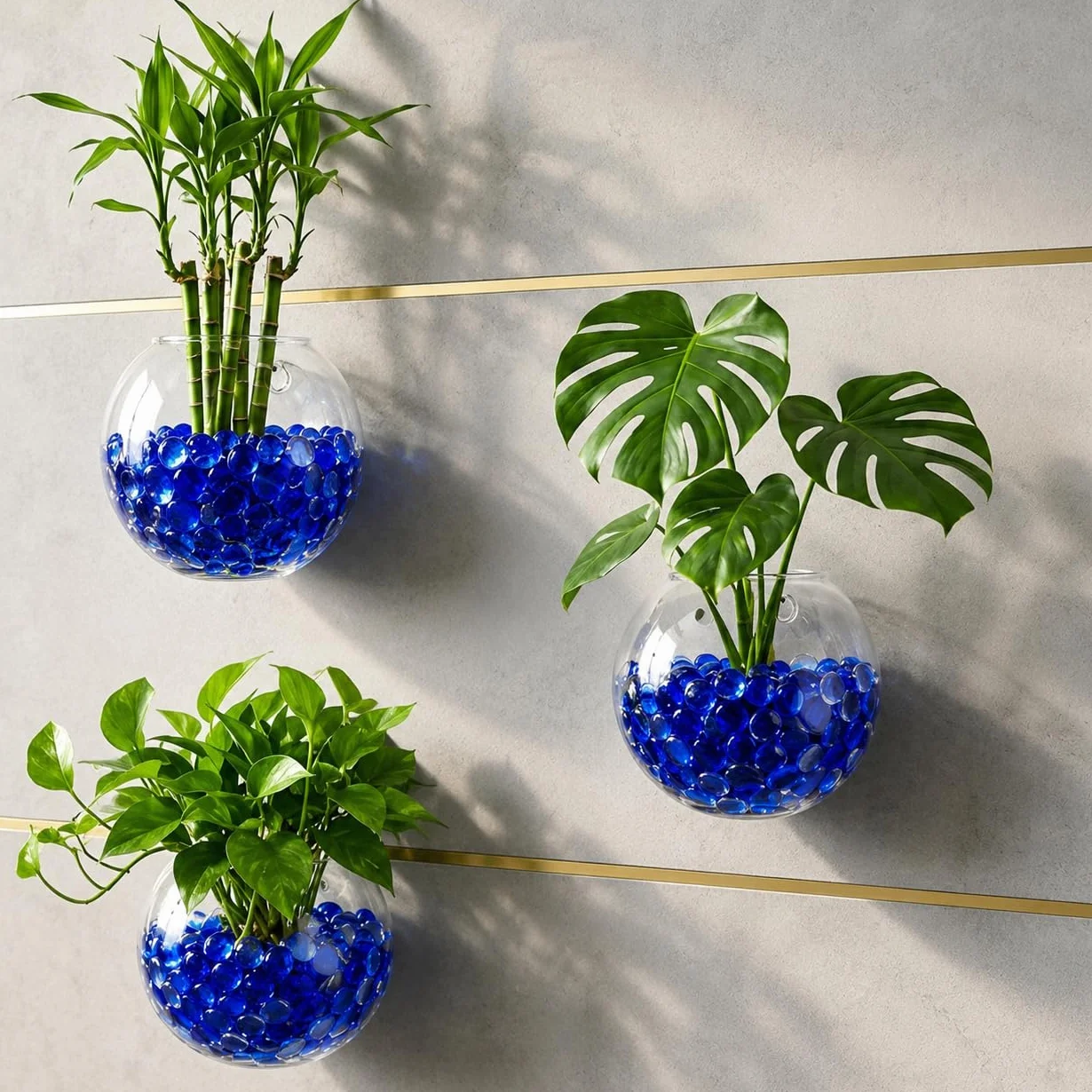 Galets en verre plat bleu 1LB ARSUK pour vase remplissage aquarium décoration