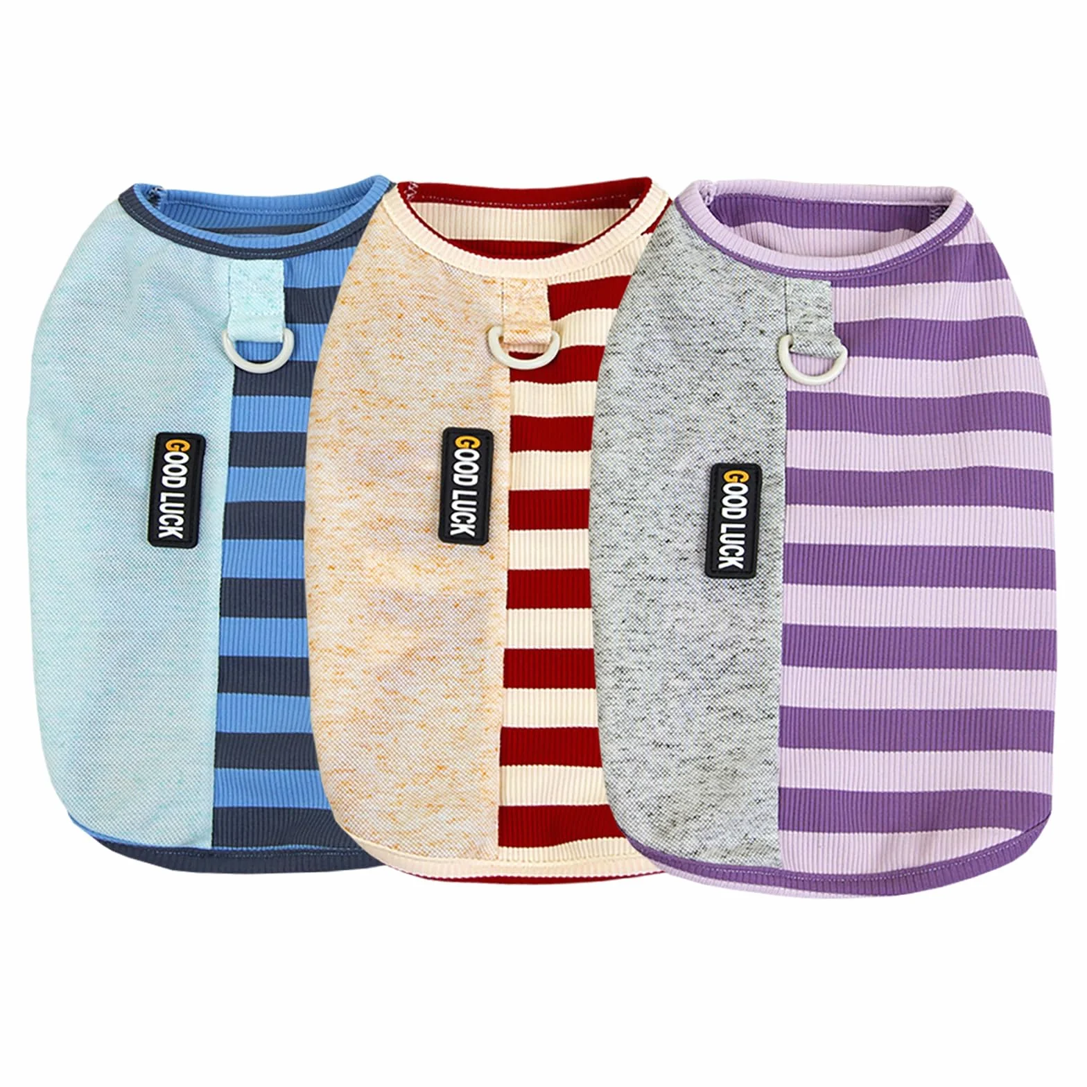 Izefia Gilet Débardeur T Shirt Chien Respirant Coton Rayure Arc-en-Ciel Été
