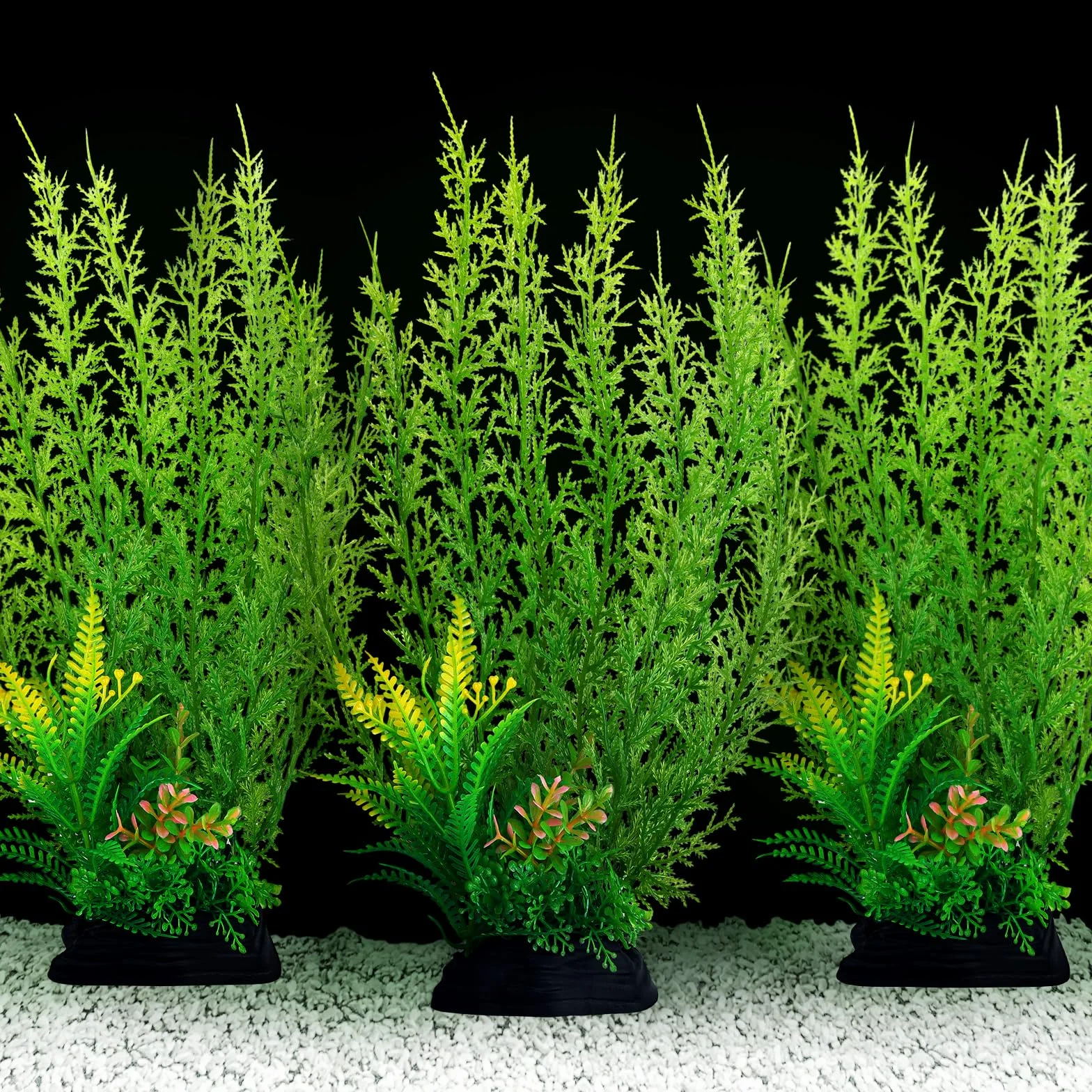 QUOZUO Accessoires pour aquarium - Grandes plantes vertes - 3 pièces