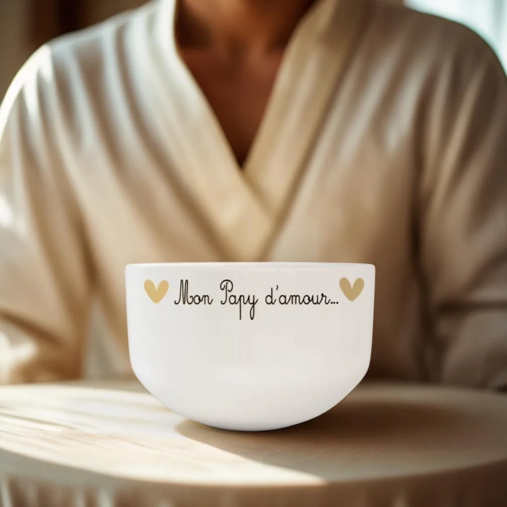 Bol Blanc Personnalisé Mon Papy d'Amour Cadeau Grand-Père Bol à Soupe Céréales Café