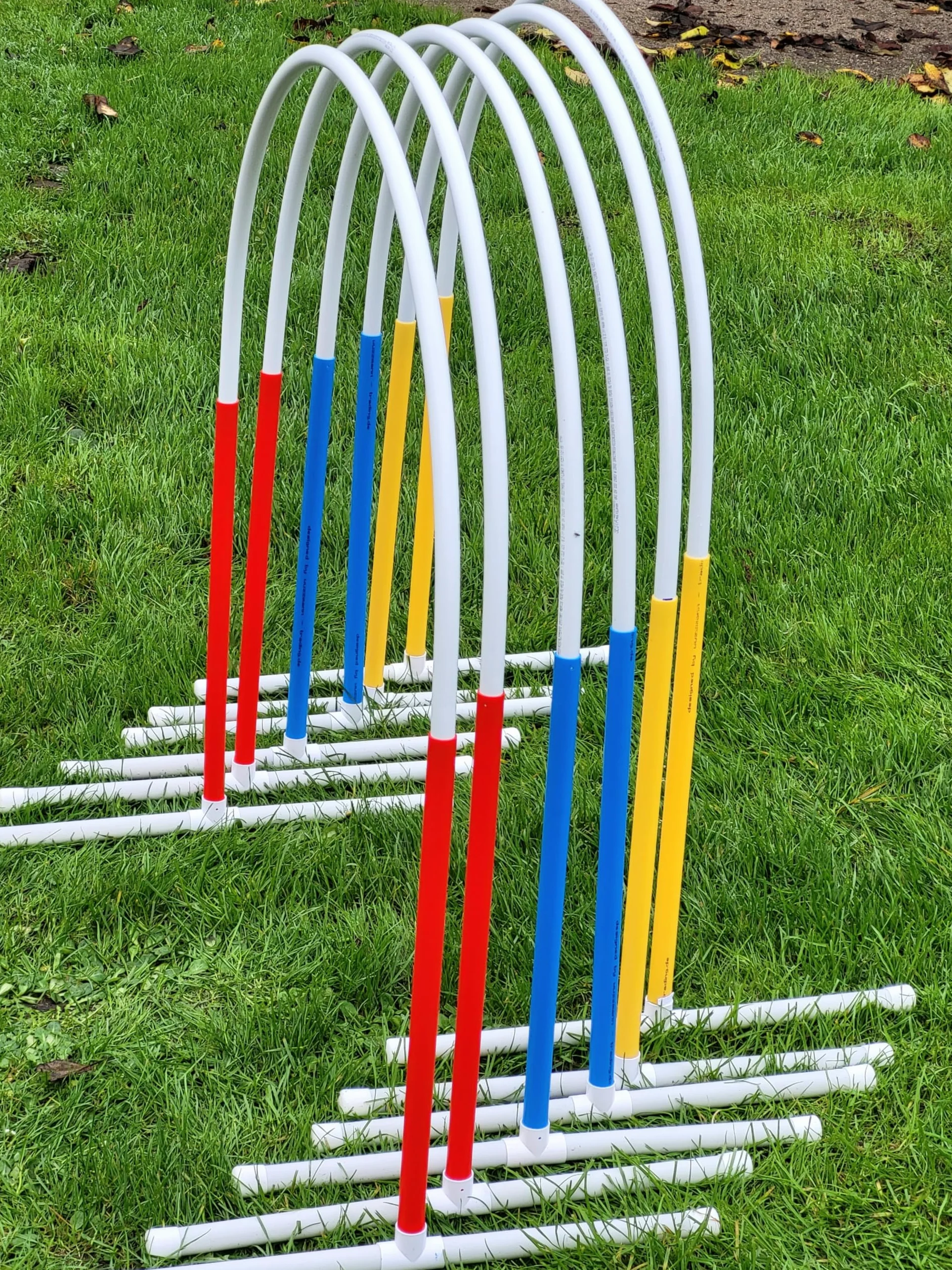 Fun-Hoopers 6 arcs Hoopers avec support rouge jaune bleu