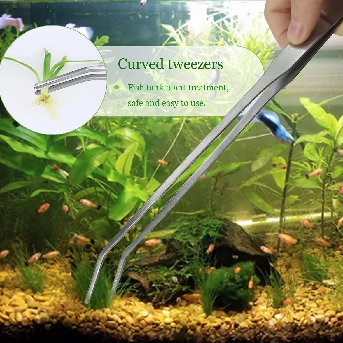 Pinces Courbées Longues 27 cm 2 pièces pour Aquarium Terrarium Reptiles
