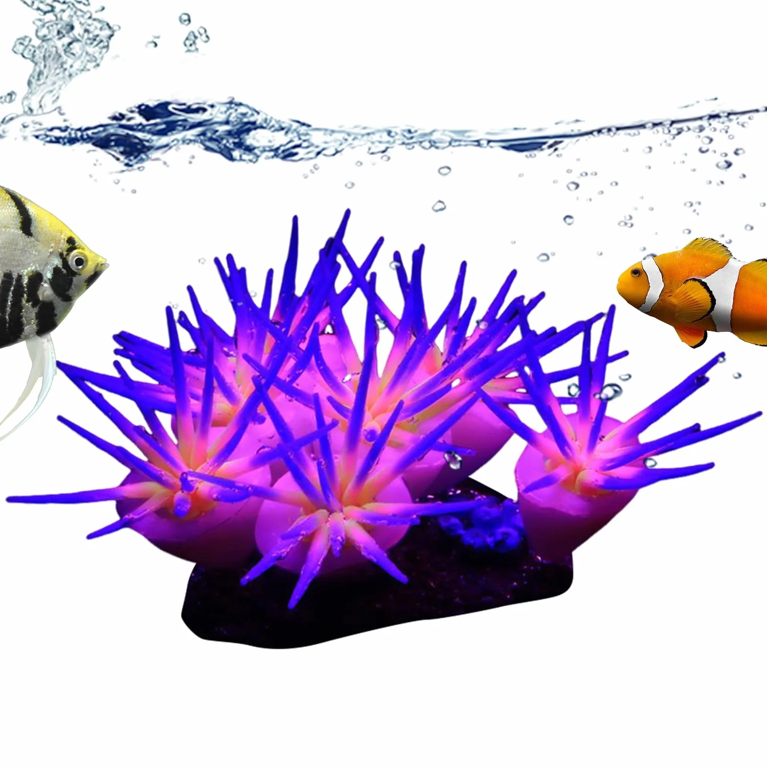 Générique Fish Tank Glowing Coral Ornaments Silicone Soft Coral Decorations 3.94x2.36in Artificial Luminous Aquarium Plants Freshwater