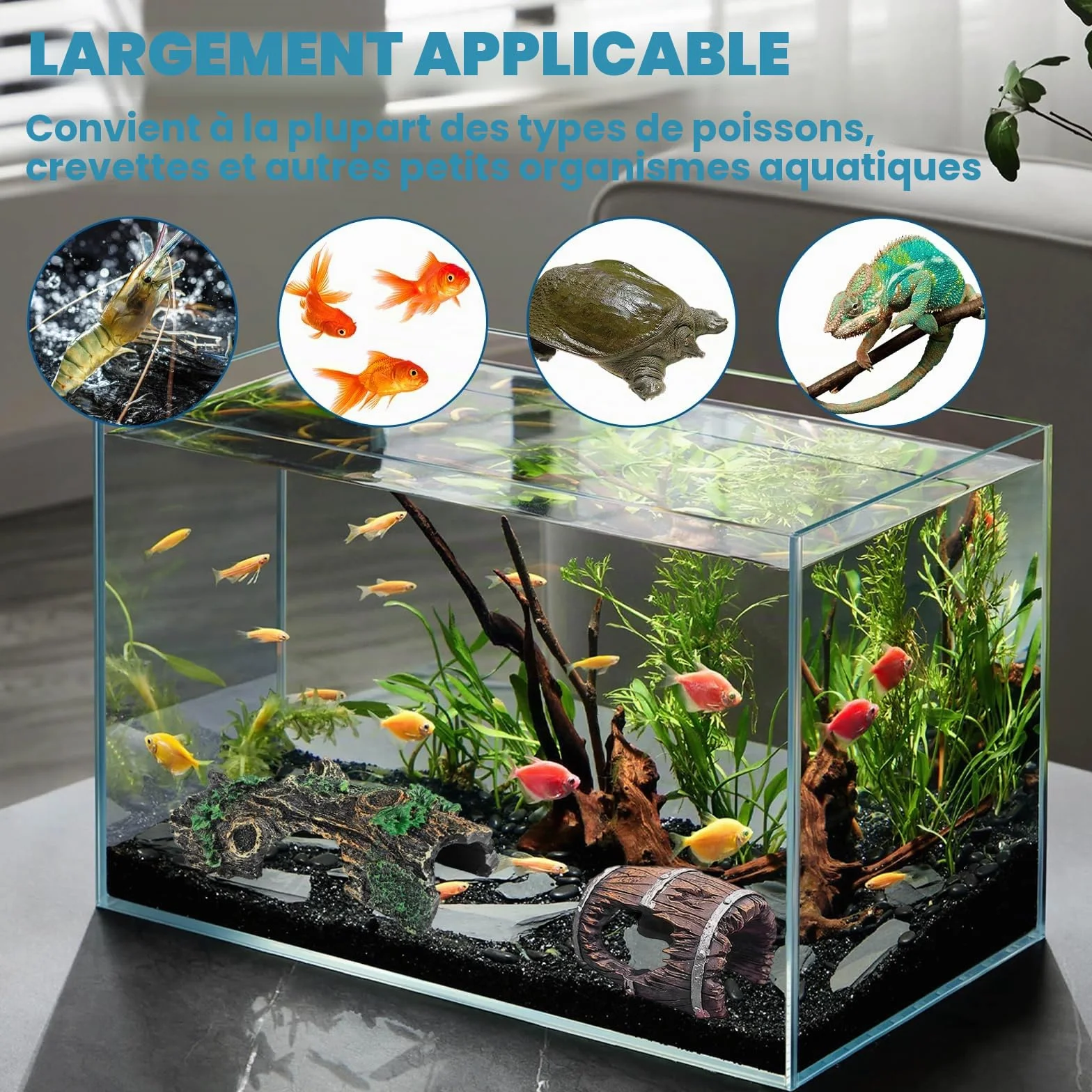 Décoration Aquarium Grain de Bois 3 Pièces, Cachette Sûre Non Toxique pour Crevettes Poissons Petite Moyenne Taille