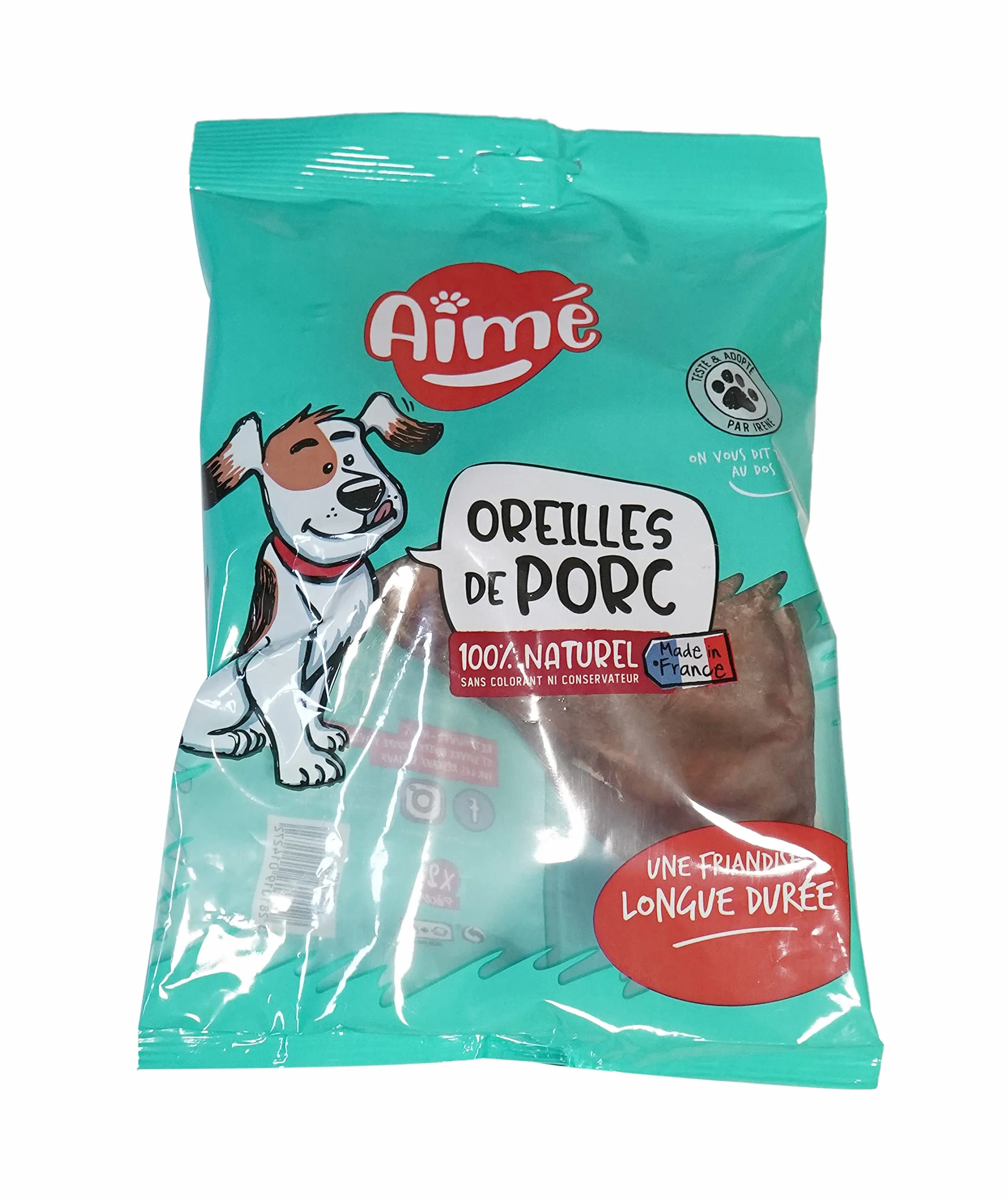 Aimé Friandises pour Chien Oreilles de Porc Naturelles sans Conservateur ni Colorant X2