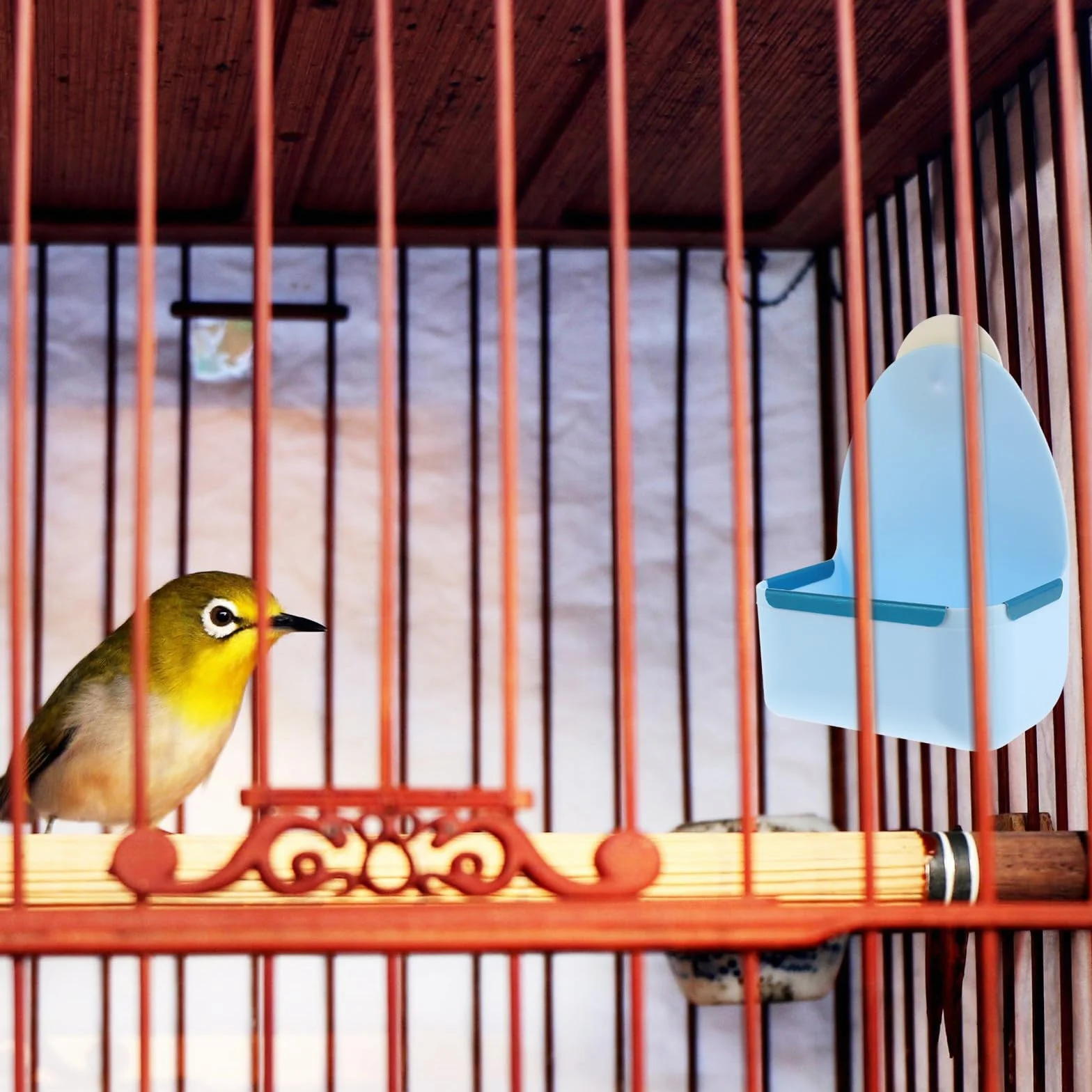 Gamelle Suspendue pour Petits Animaux Bol Alimentaire Anti-Renversement en Plastique Bleu Compatible Lapins Cochons D’Inde et Hamsters