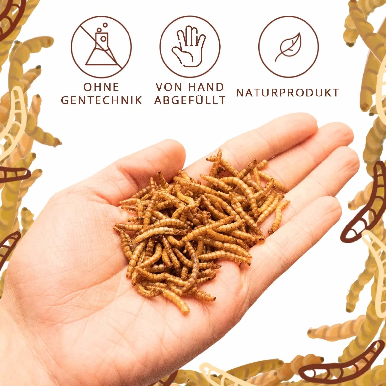 Mehlwürmer getrocknet 2kg proteinreicher Snack für Wildvögel Fische Reptilien Nager