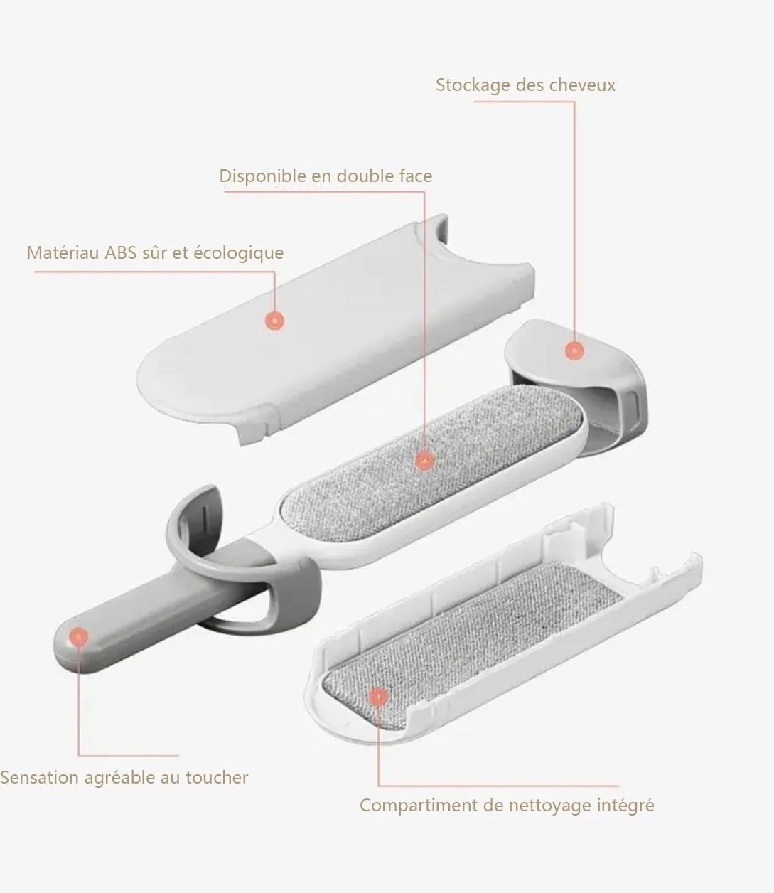 STOAT® Brosse à Peluches Double Face Autonettoyante Réutilisable pour Poils d'Animaux