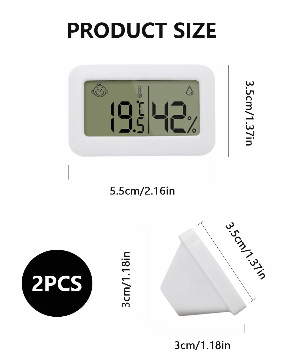 Lot de 2 Mini Hygromètres Thermomètres D'intérieur, Thermomètre Hygromètre Numérique Écran LCD Jauge D'humidité Haute Précision Hygromètre Numérique pour Cave à Serre Chambre Bébé Incubateur Reptiles