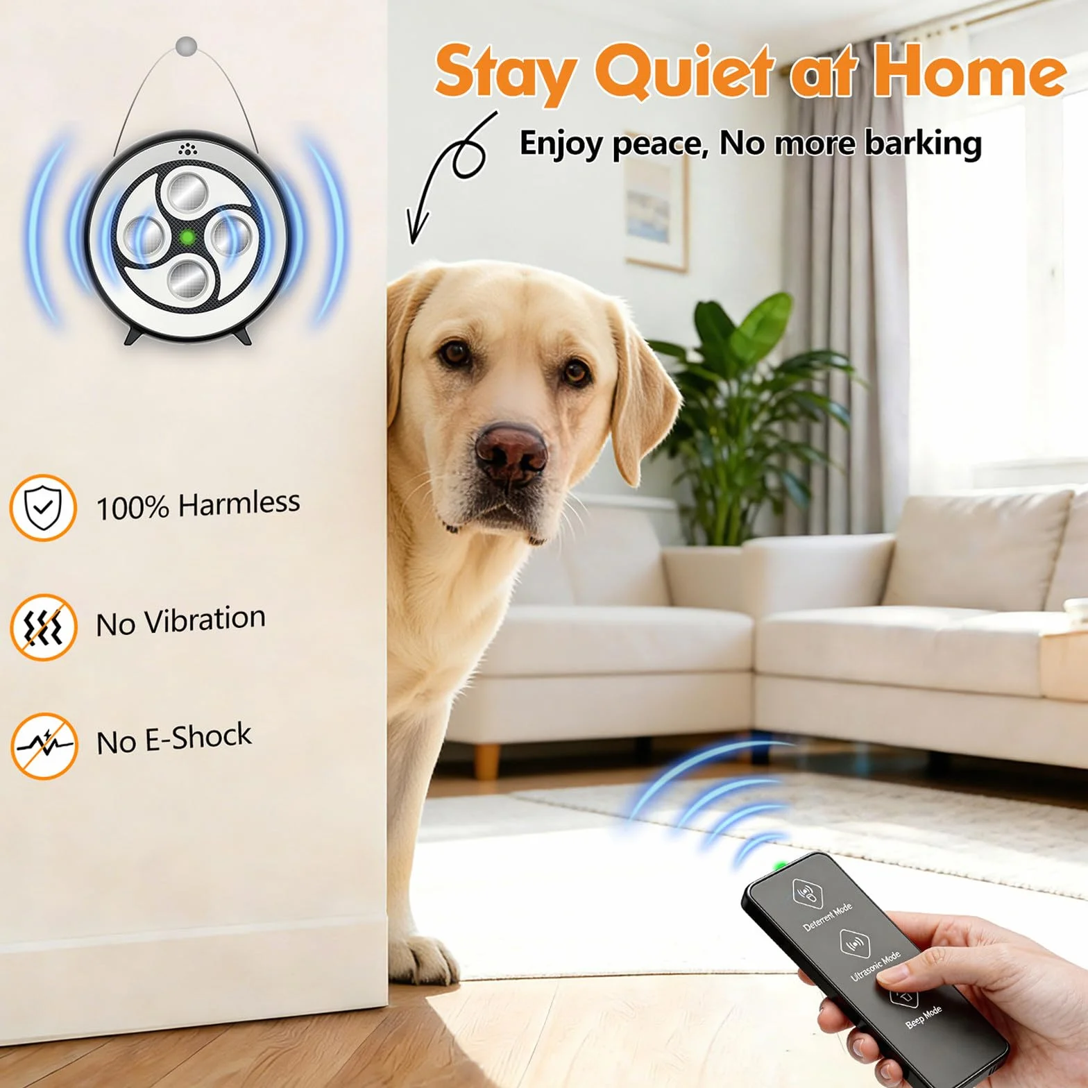 Anti Aboiement Chien Ultrason Puissant Télécommande 3 Portées IP65 Rechargeable Automatique