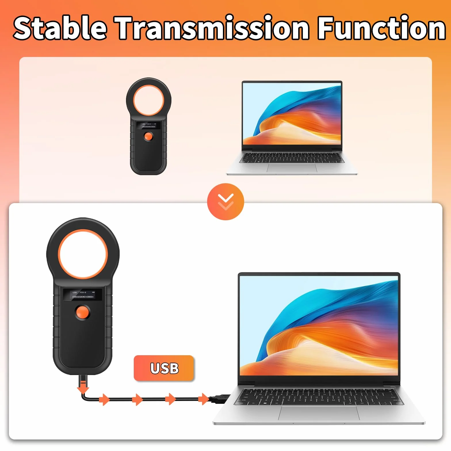 Lecteur de Puces OLED pour Chiens et Chats, Scanner de Micropuces USB Rechargeable EMID FDX-B ISO 11784 11785