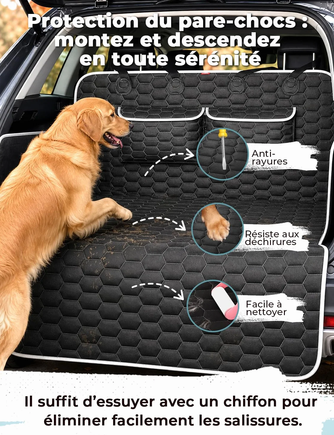 Oasser Housse de Protection Coffre Voiture Chien Imperméable Antidérapant 185x102cm