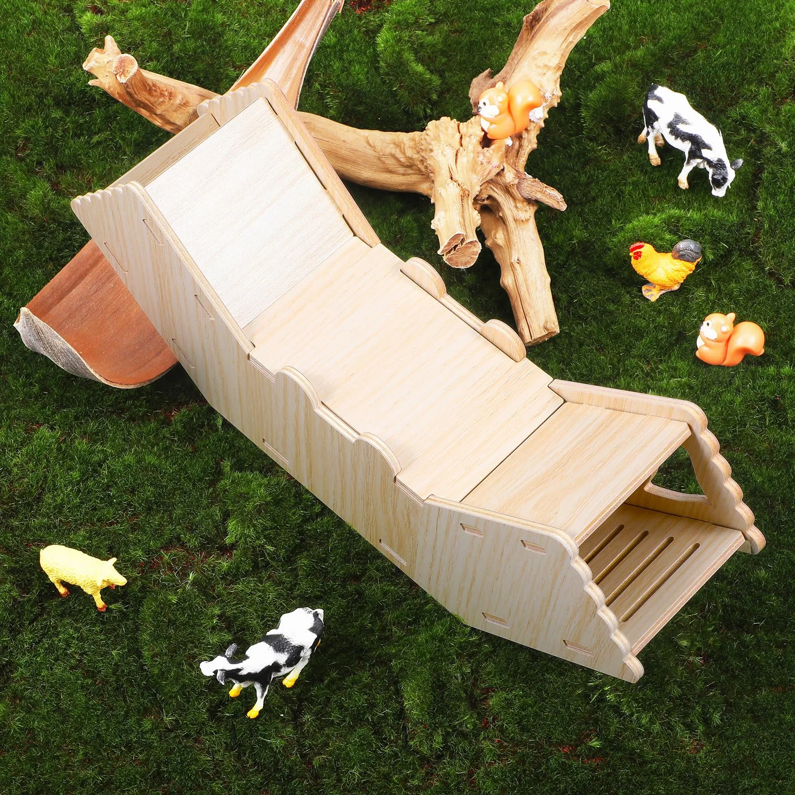 HJZHI Cachette polyvalente pour hamster et tunnel d'exploration, maison de hamster avec échelle d'escalade en bois pour gerbilles, hamsters, petits accessoires pour animaux de compagnie (style C)