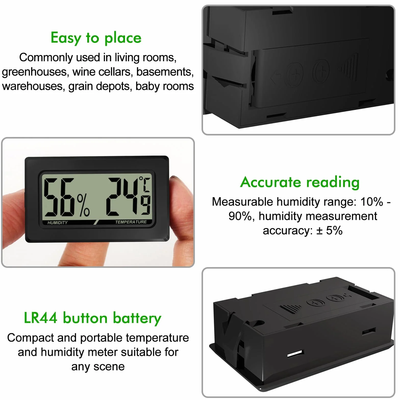 Lot De 10Thermomètre Hygromètre Digital LCD Mini thermomètre hygromètre hygromètre thermomètre thermomètre reptiles numérique intérieur pour bureau, cuisine, incubateur de jardin