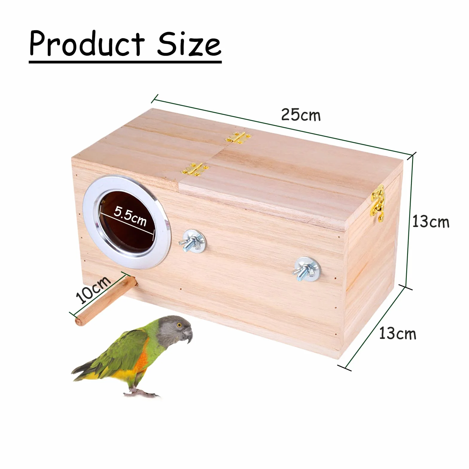 Nichoir à Perruches Extra Large Fabriqué à La Main Bois Naturel 3 Perchoirs Cage d'Élevage pour Calopsittes Perroquets Oiseaux Petite et Moyenne Taille