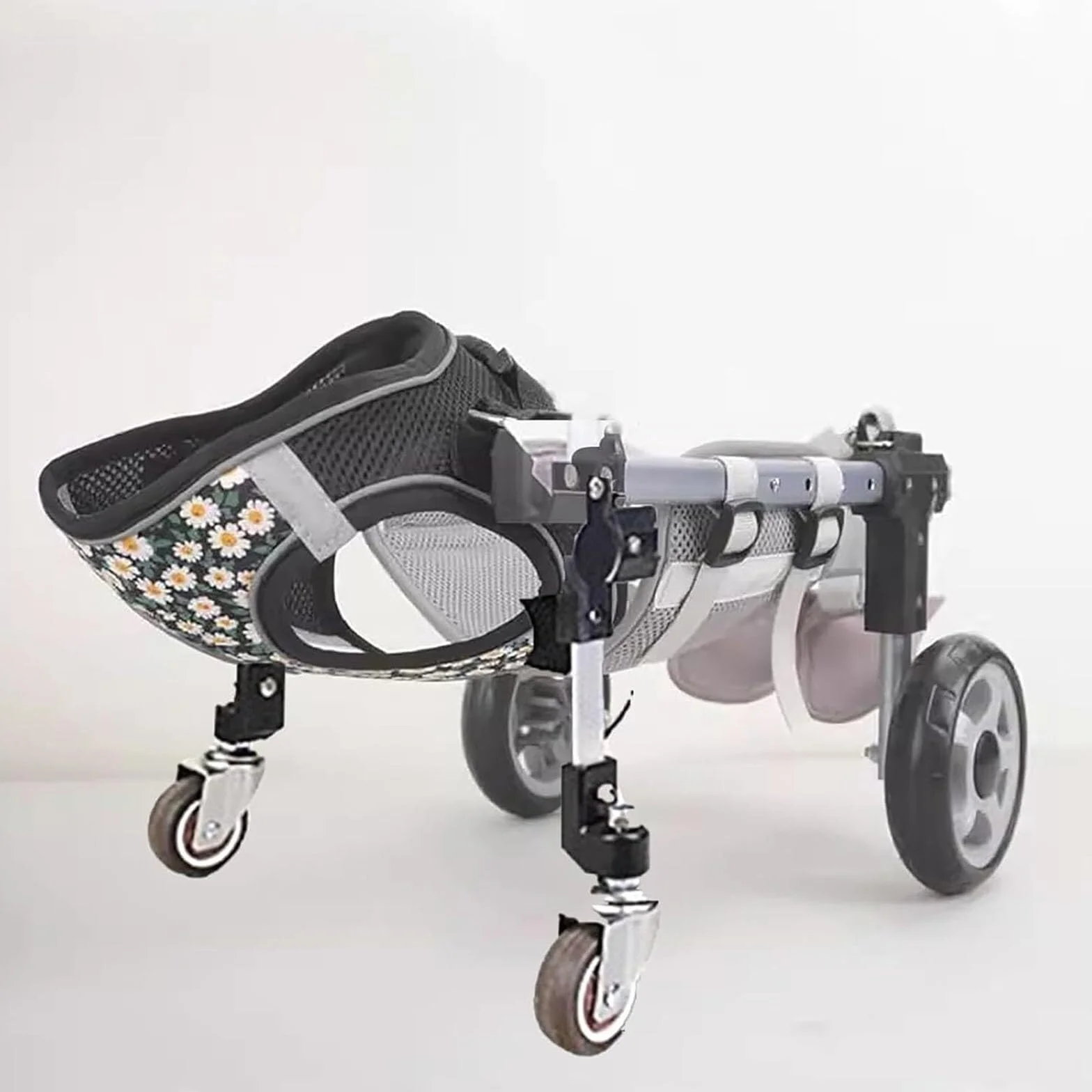 Fauteuil Roulant Réglable 4 Roues pour Chiens Blessés Handicapés Âgés Aide Mobilité Légère Petites Grandes Races