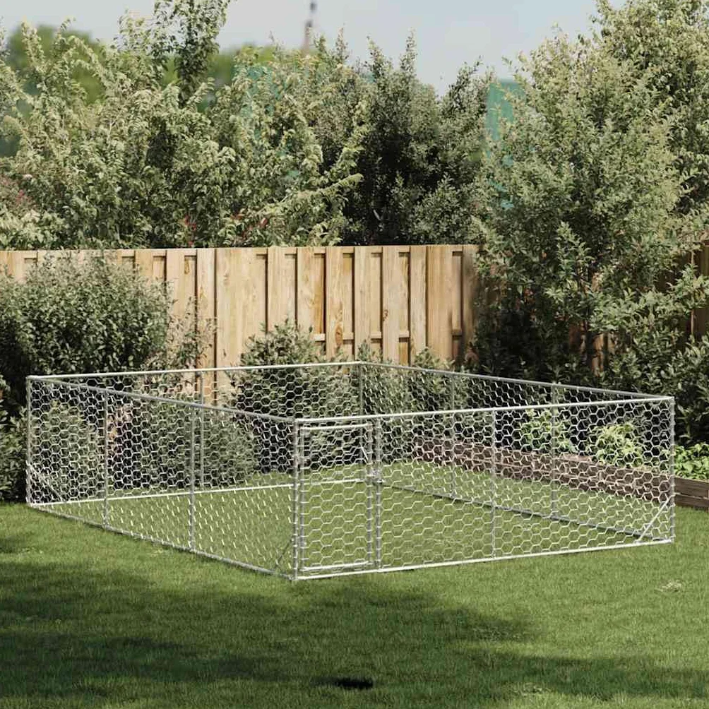 vidaXL Niche d'extérieur pour Chien avec Porte, Acier galvanisé, 3 x 4 x 1 m