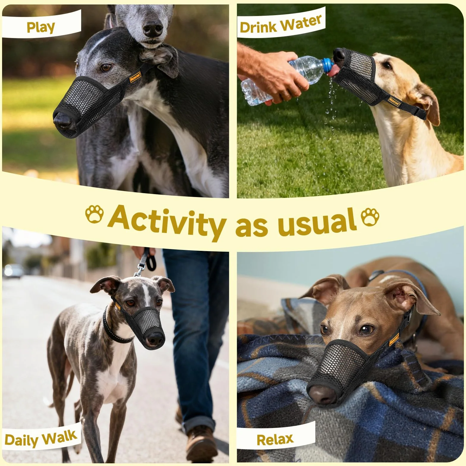 Mayerzon Greyhound – Muselière pour Chien Whippet – Muselière en Maille Souple pour éviter Les morsures excessives et Les mastications – Convient pour Le toilettage, la Promenade et Les visites chez