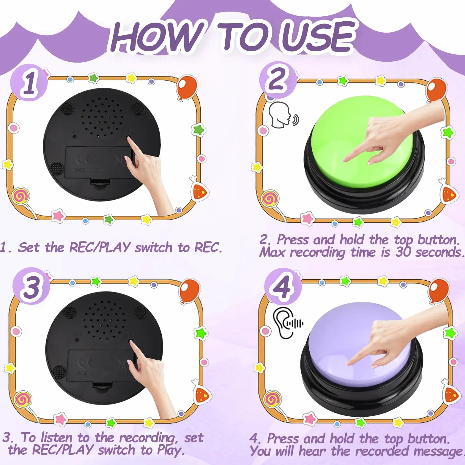5 Pièces Chien Entraînement Boutons, Animaux Compagnie Communication Boutons, Enregistrable Boutons de Réponse Parlant, Dressage Buzzer pour Chien Chiots et Chat