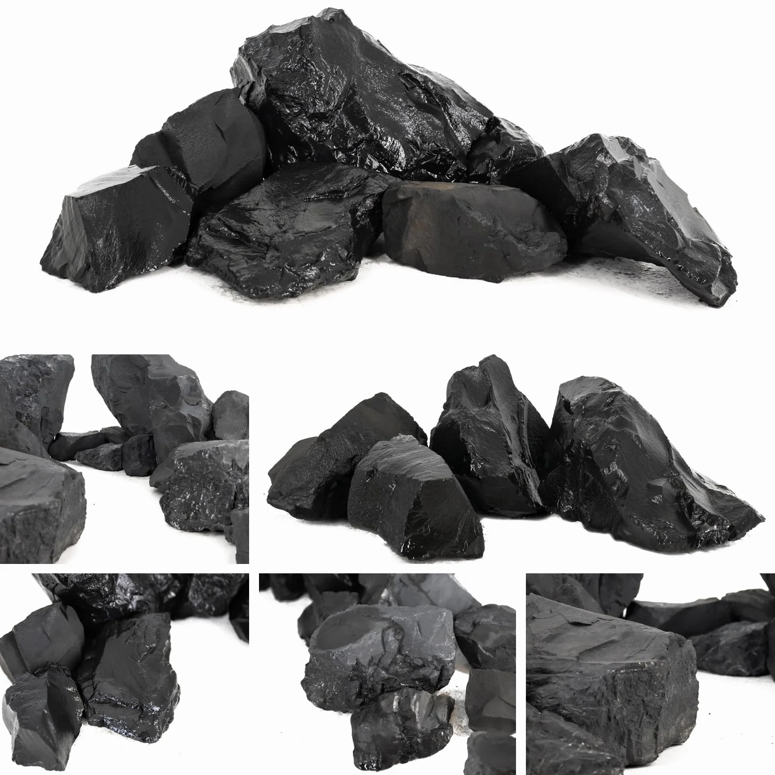 Unocho Roches d'Aquarium 4,5kg Pierres Noires Naturelles pour Aquarium et Aquascaping (7pcs, 7–17 cm)