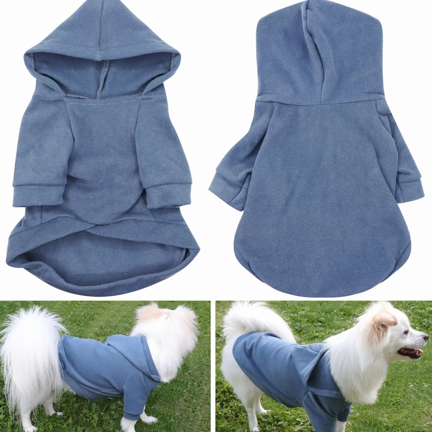 Sweat Capuche Chien XXL Noir Bleu Brume Chaud Léger Tissu Doux